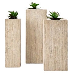 PEDESTAL TRAVERTINE, 11.8"x23.6"H - Custom Size Side, Plinth Table by HaandCraft