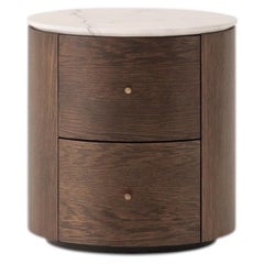 LUNOR Nightstand in Dark Oak with Marble Top Options - 2 Drawer Bedside Table