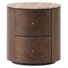 LUNOR Nightstand in Dark Oak with Marble Top Options - 2 Drawer Bedside Table