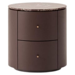 Comodino LUNOR in rovere ciliegio con piano in marmo a scelta - Comodino a 2 cassetti