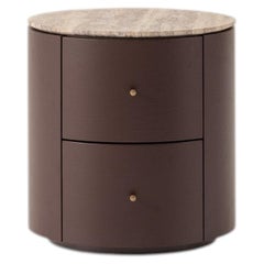 Comodino LUNOR in rovere ciliegio con piano in marmo a scelta - Comodino a 2 cassetti
