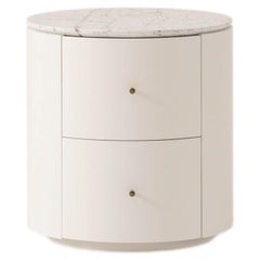 LUNOR Nightstand in White with Marble Top Options - 2 Drawer Bedside Table