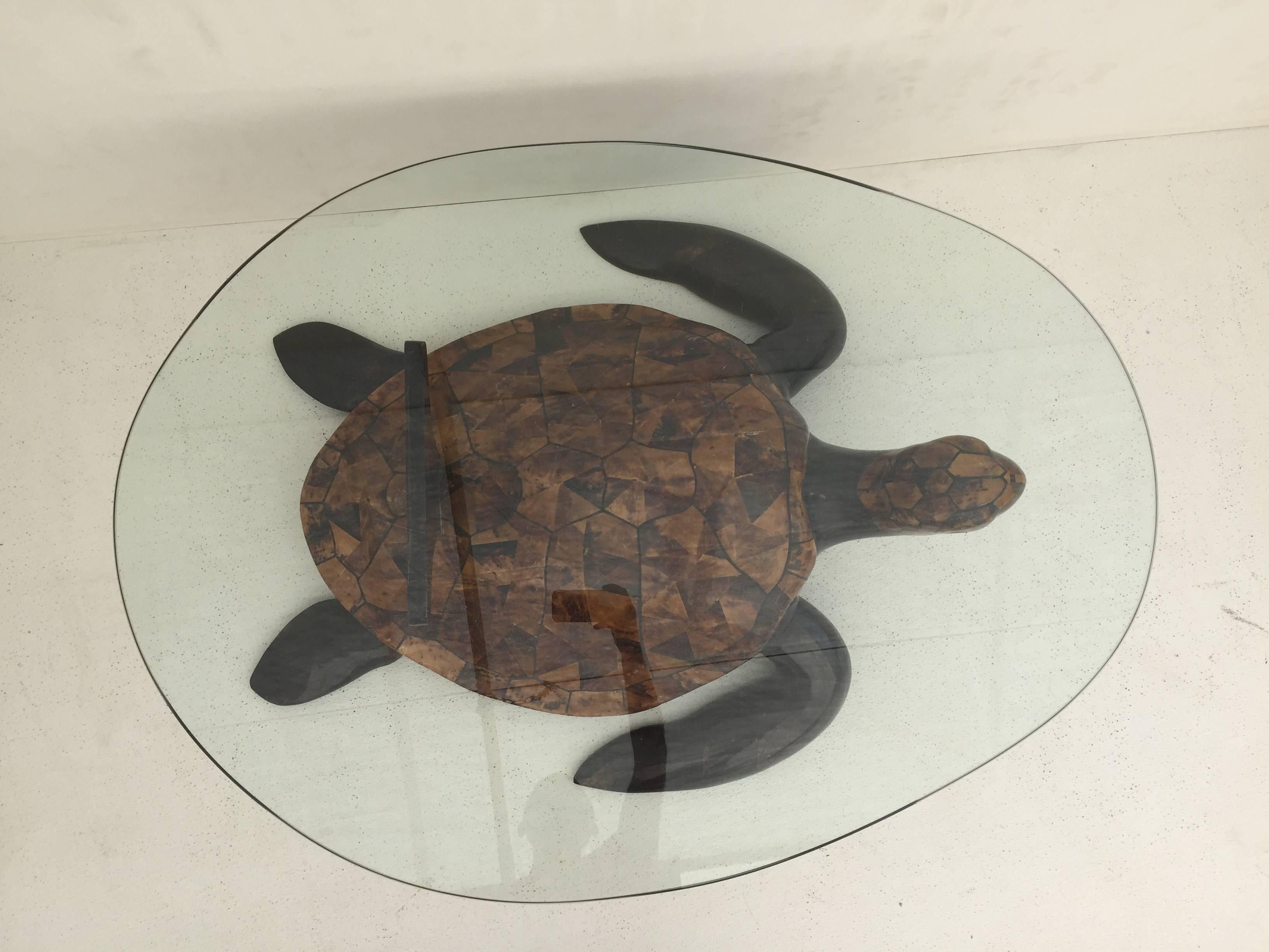 Philippine Tessellated Coconut Shell Turtle Coffee Table
