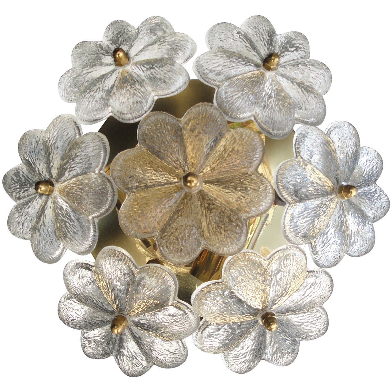 Small Ernst Palme Floral Glass Flush Mount Sconce For Sale