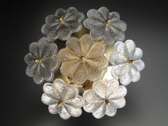 Small Ernst Palme Floral Glass Flush Mount Sconce