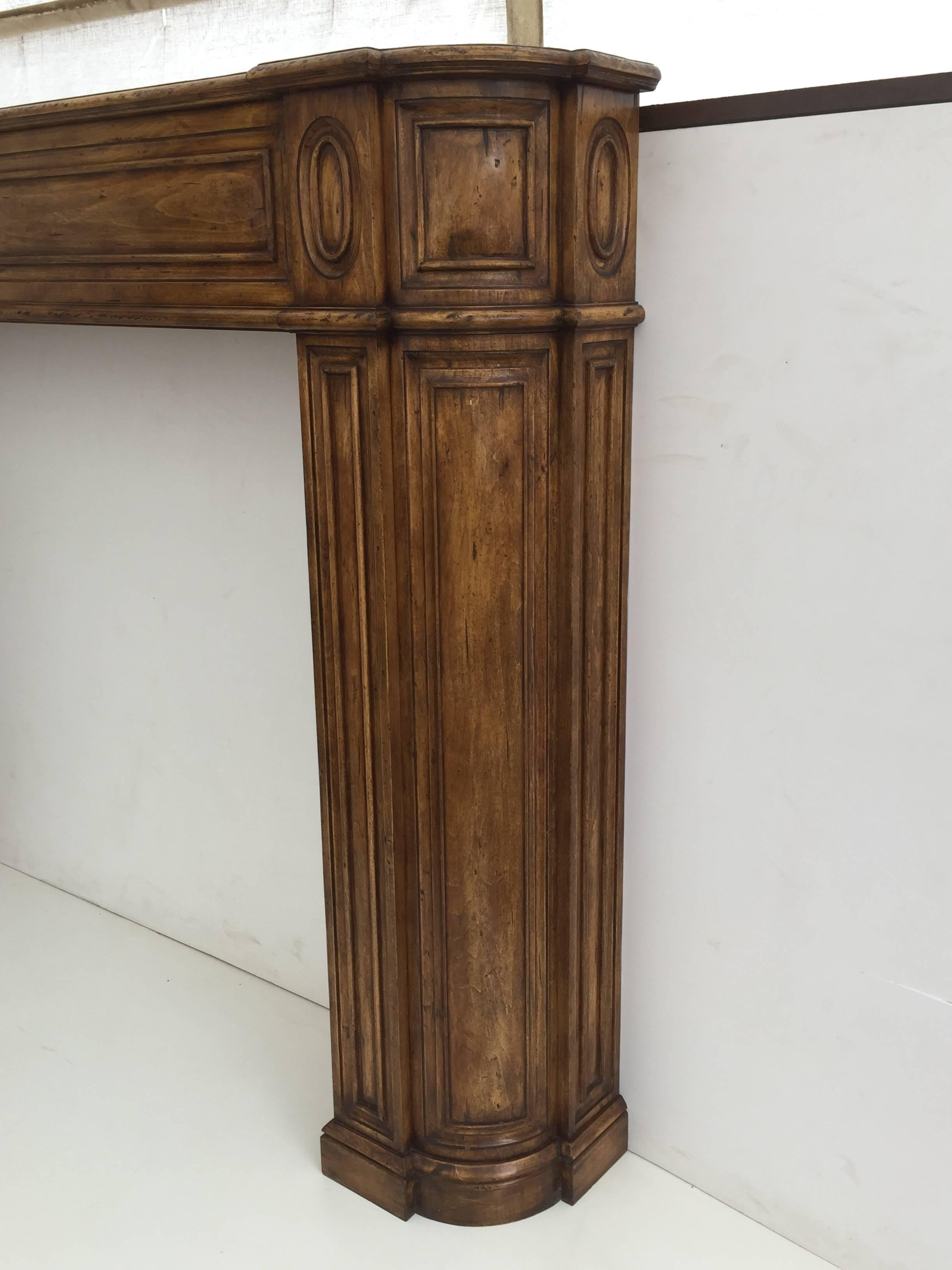 Hollywood Regency Carved Architectural Fireplace Mantel