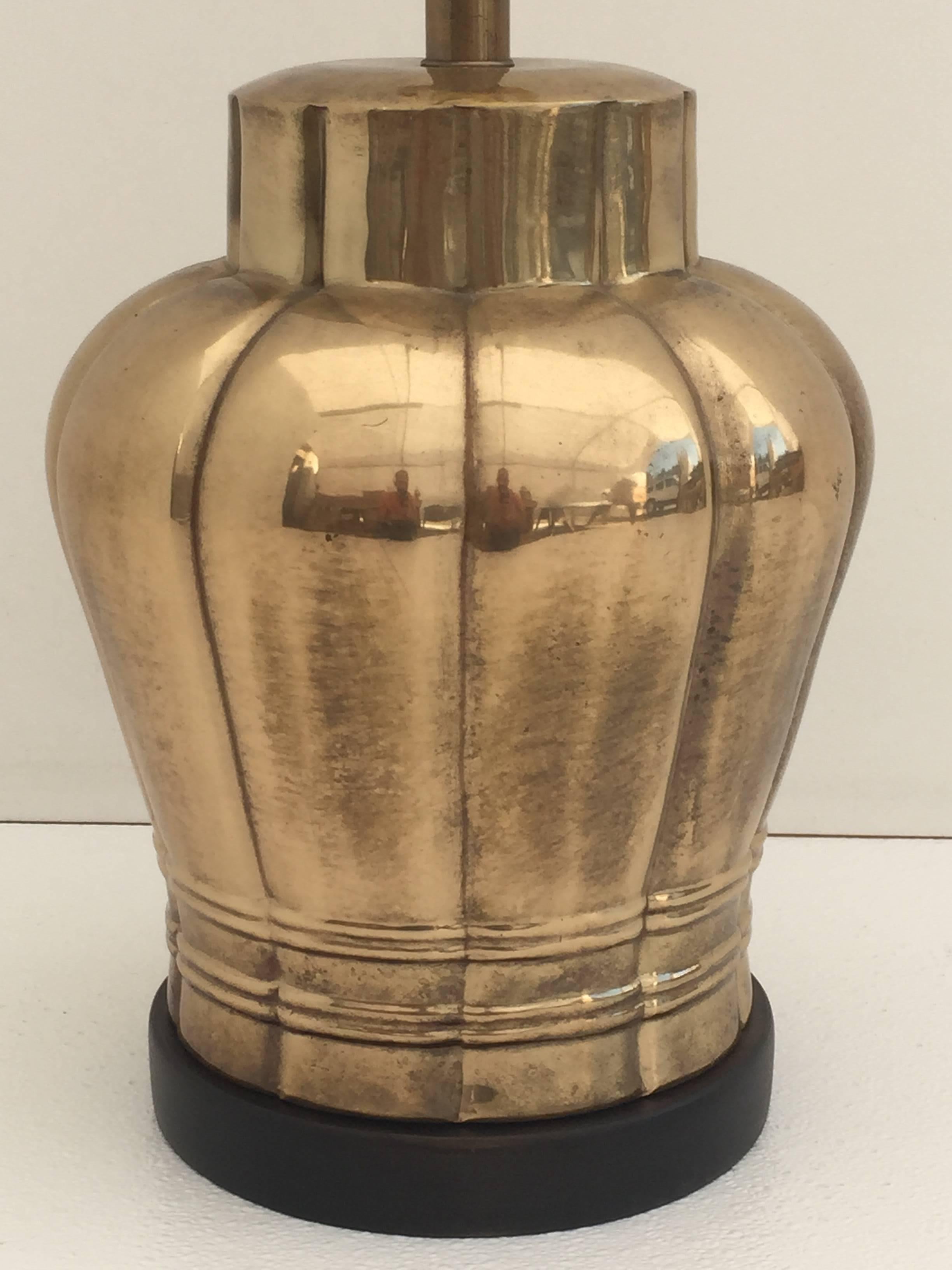 Hollywood Regency Frederick Cooper Brass Ginger Jar Urn Lamps