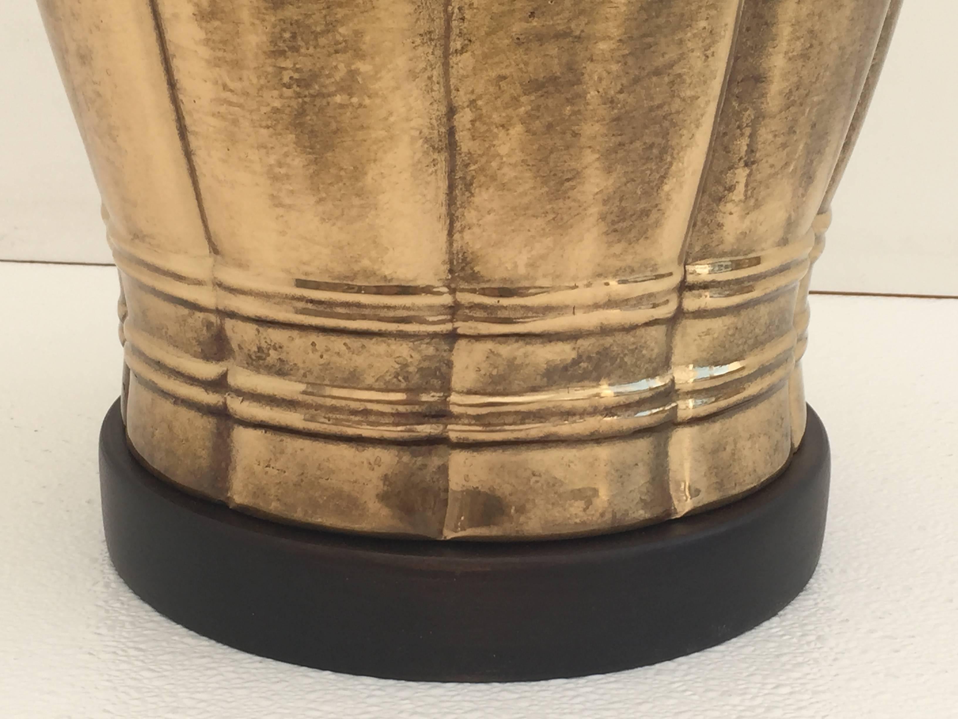 American Frederick Cooper Brass Ginger Jar Urn Lamps