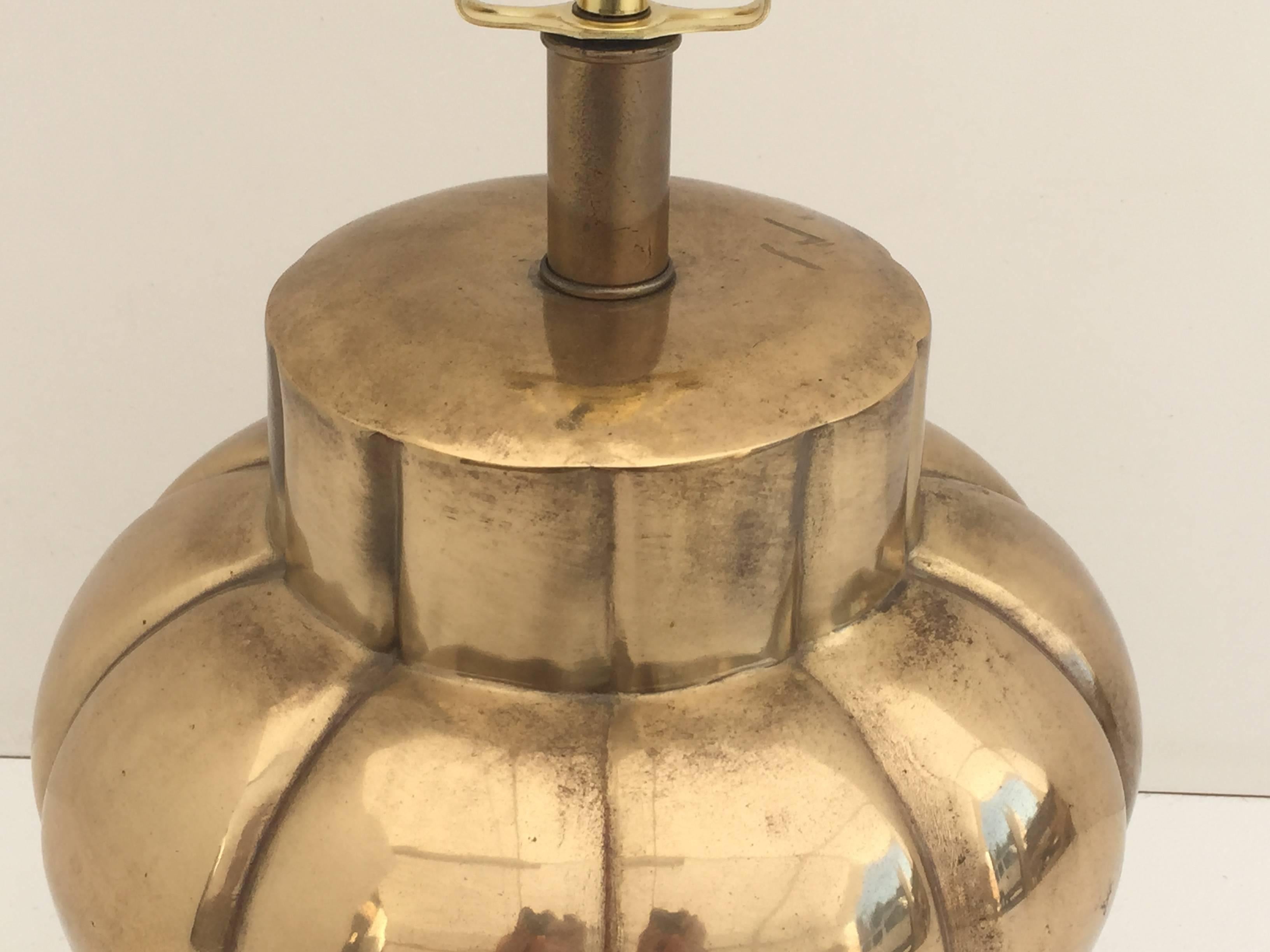 Frederick Cooper Brass Ginger Jar Urn Lamps In Excellent Condition In North Hollywood, CA