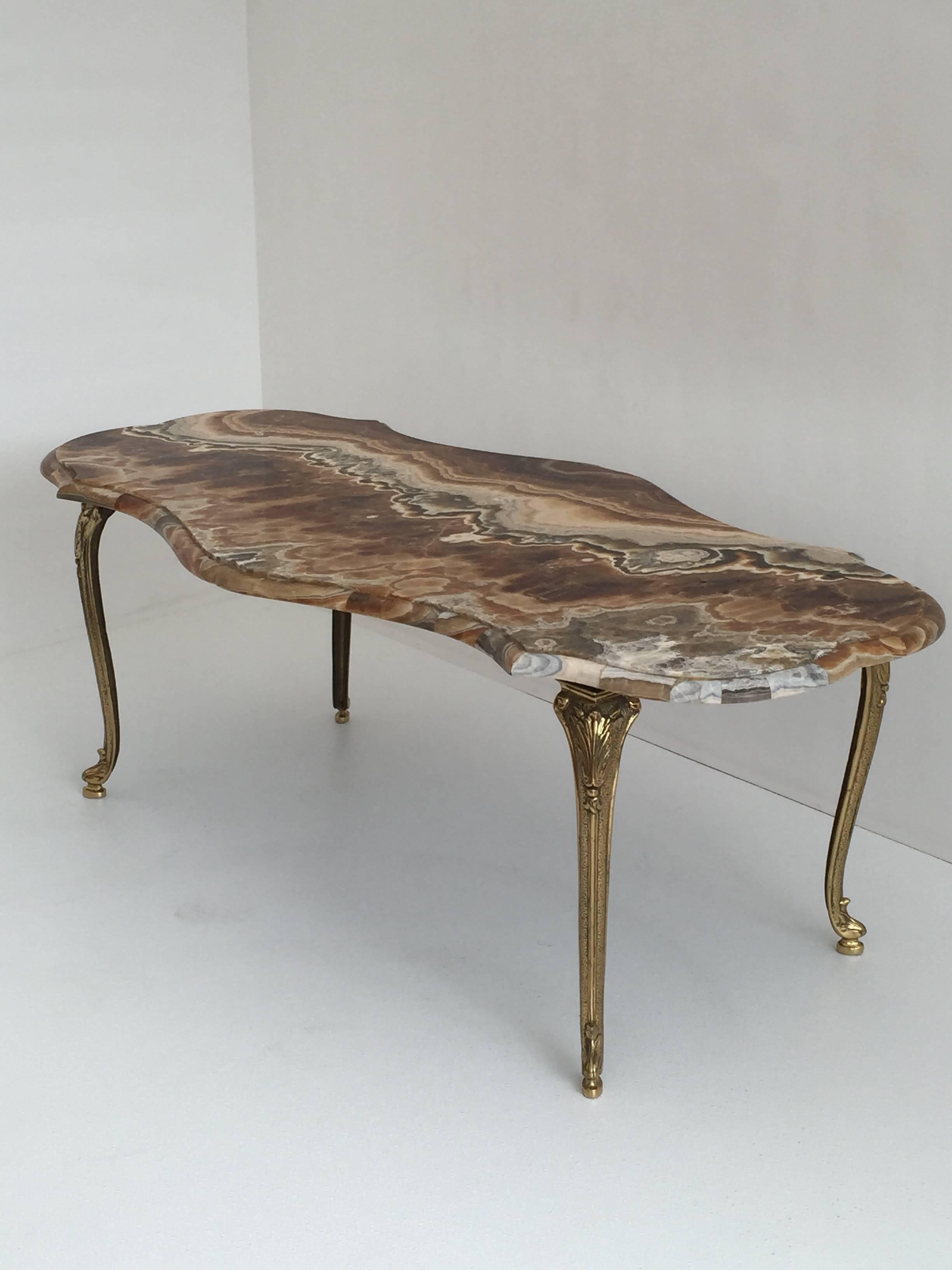 Unknown Onyx and Brass Coffee Table