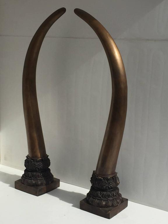 Pair of Bronze Faux Elephant Tusks For Sale at 1stDibs
