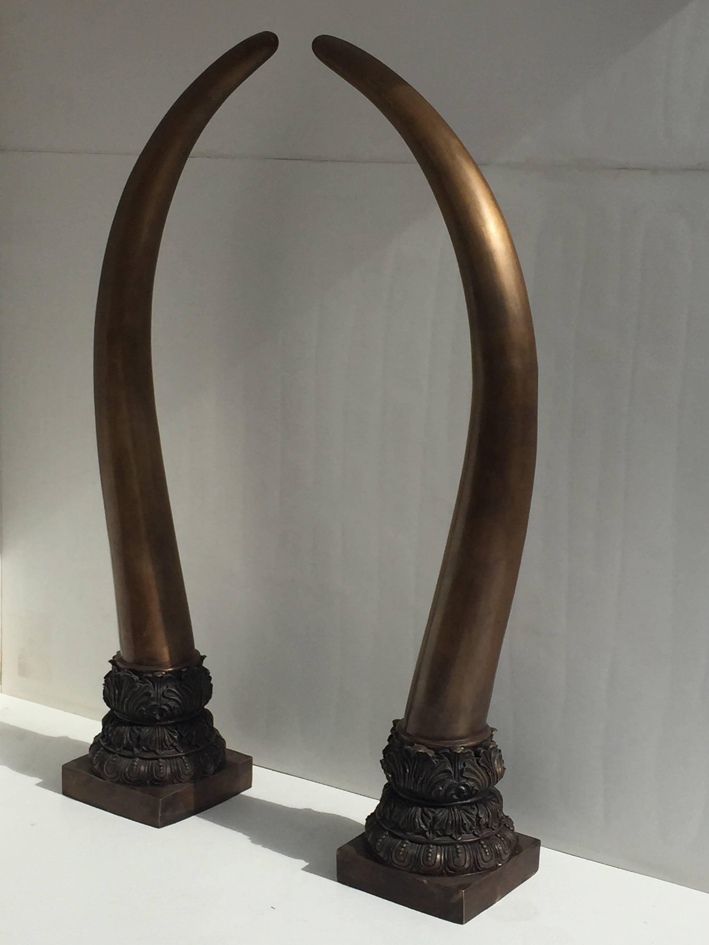 Pair of bronze elephant tusks.