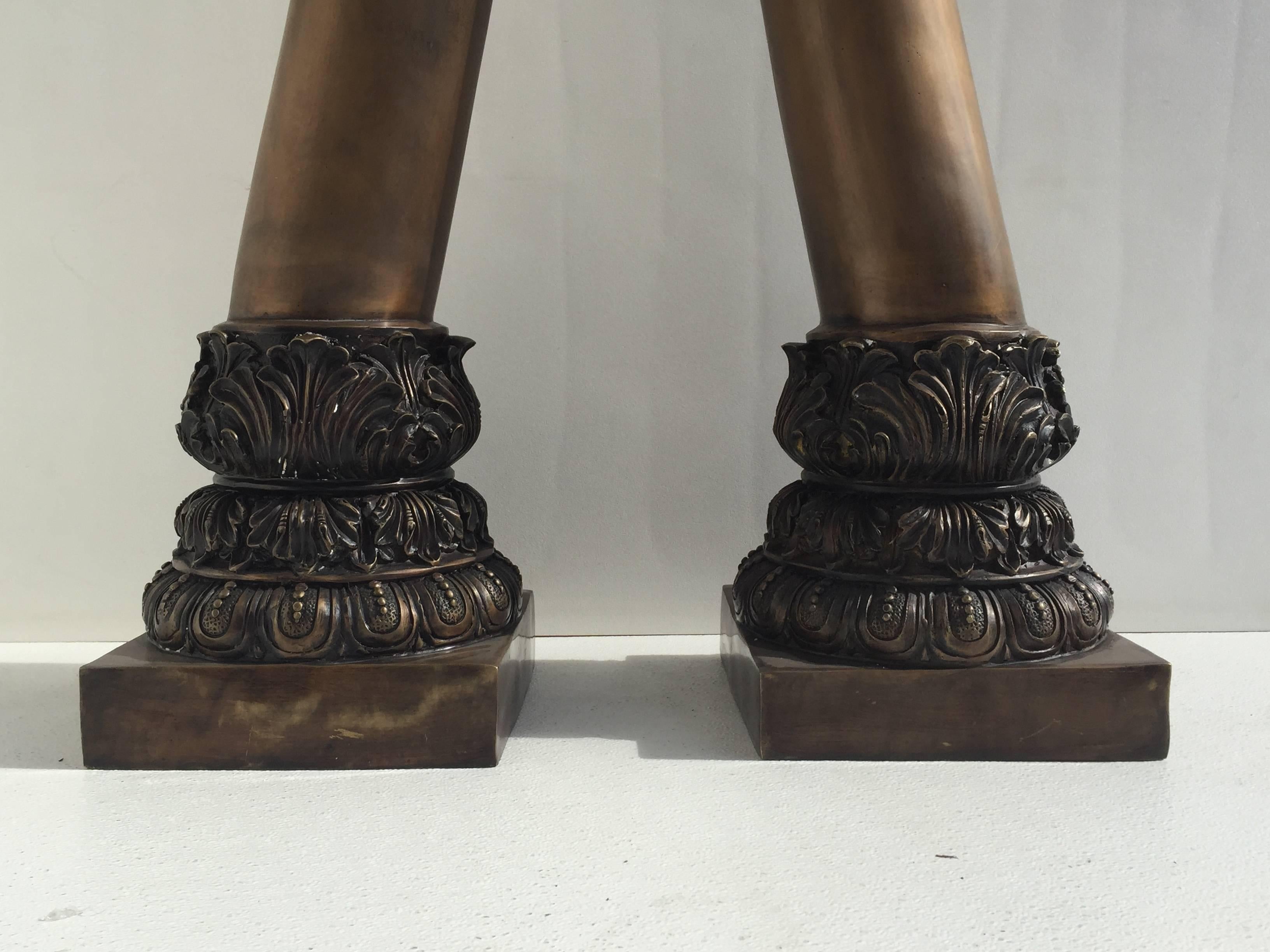 Hollywood Regency Pair of Bronze Faux Elephant Tusks For Sale