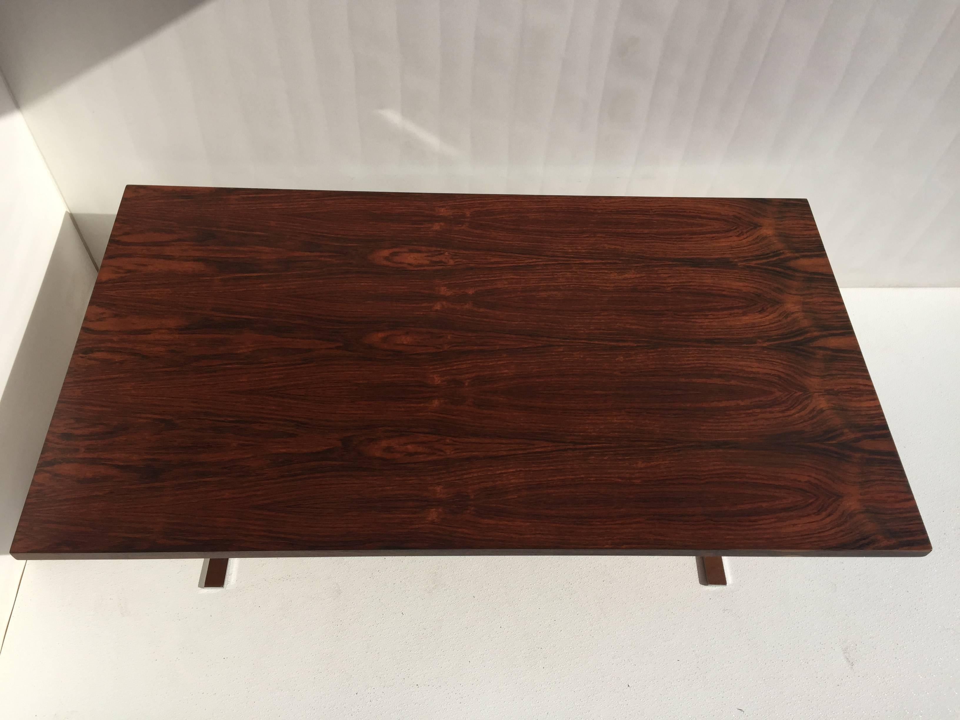 American Rosewood and Chrome Coffee Table Attributed to Milo Baughman
