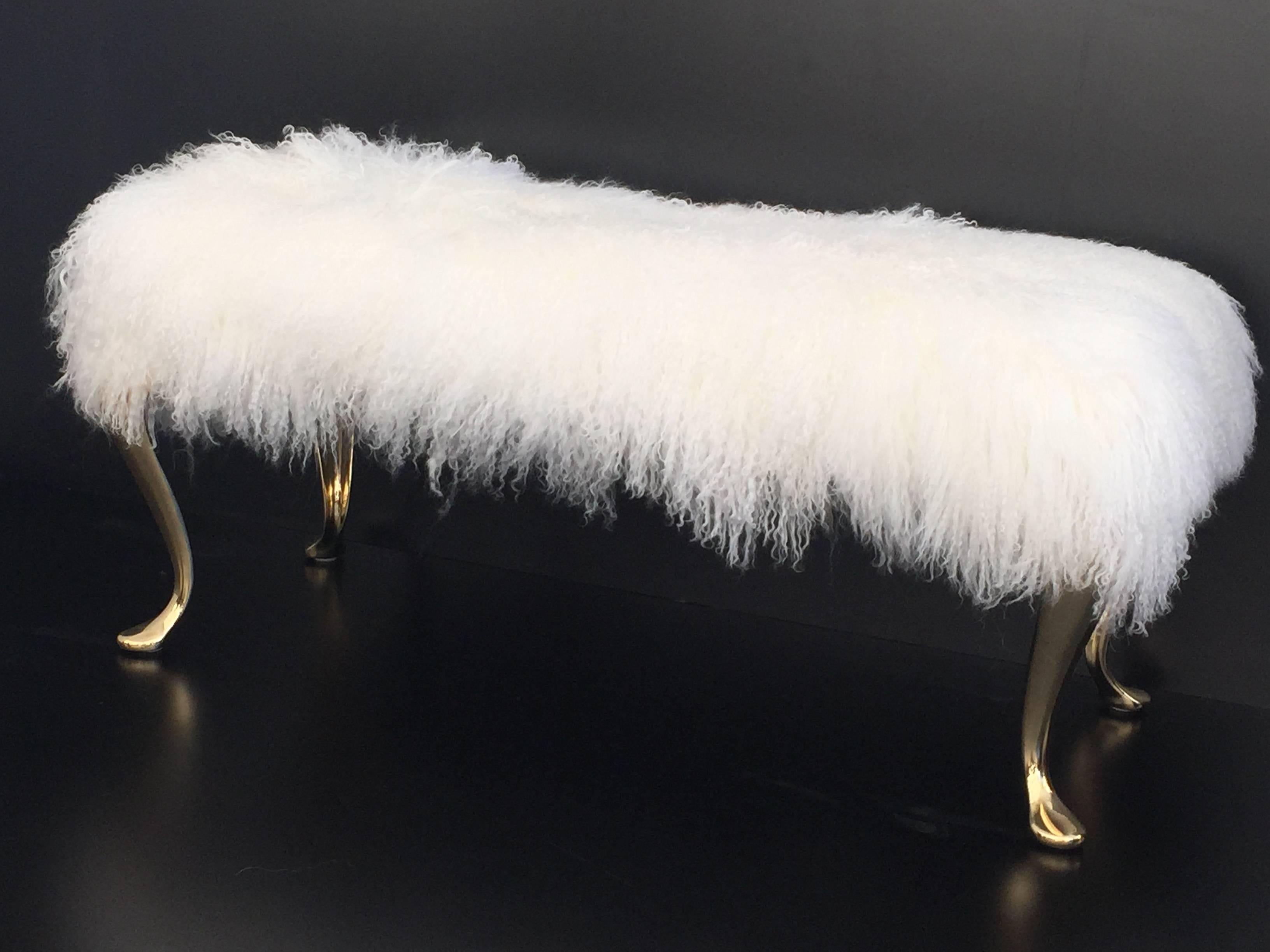 mongolian fur footstool