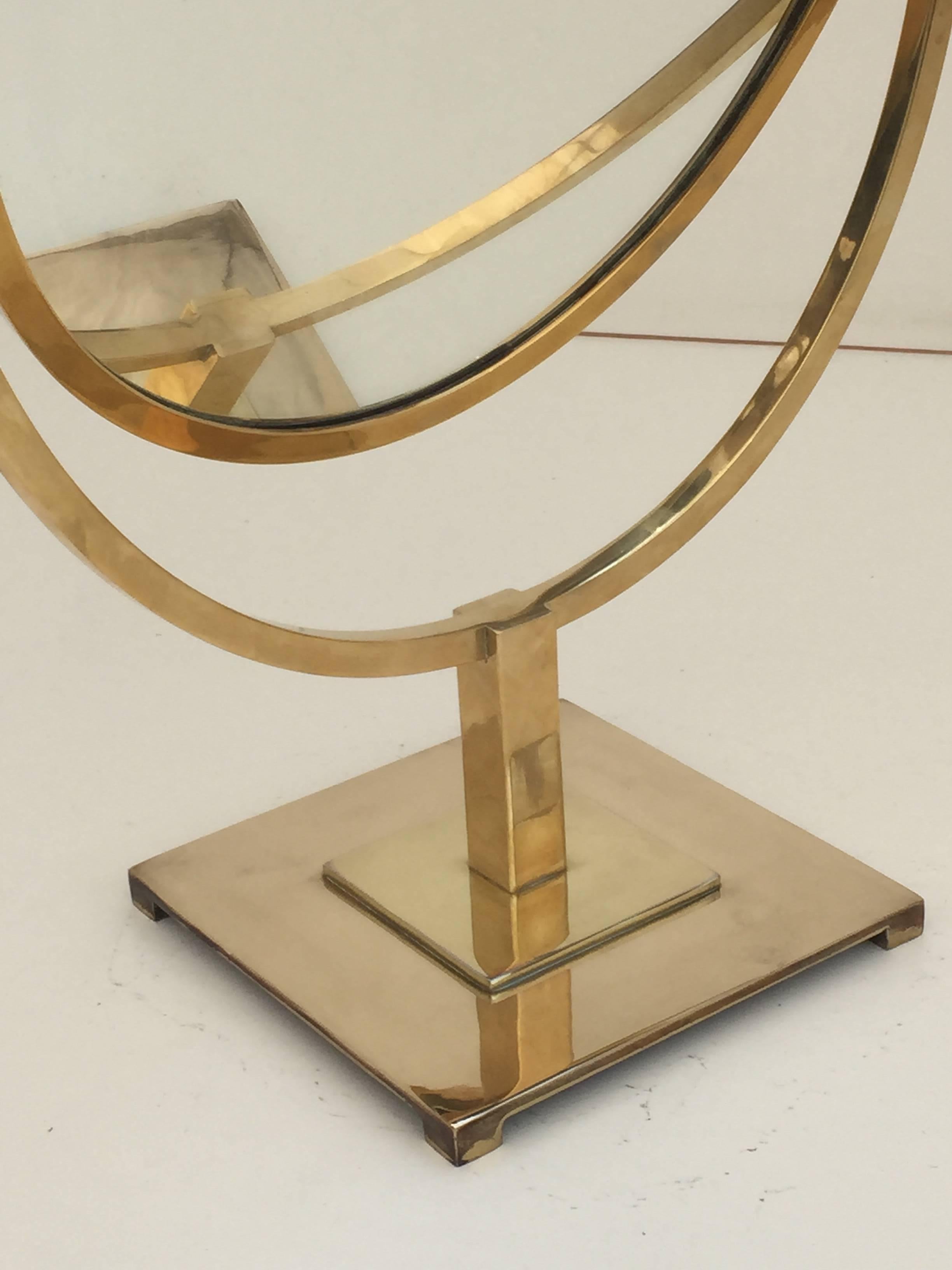 Late 20th Century Double-Sided Oval Brass Vanity Mirror