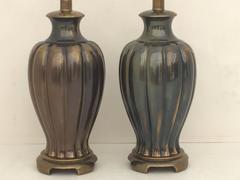 Pair of Ginger Jar Lamps in Antique Bronze Finish
