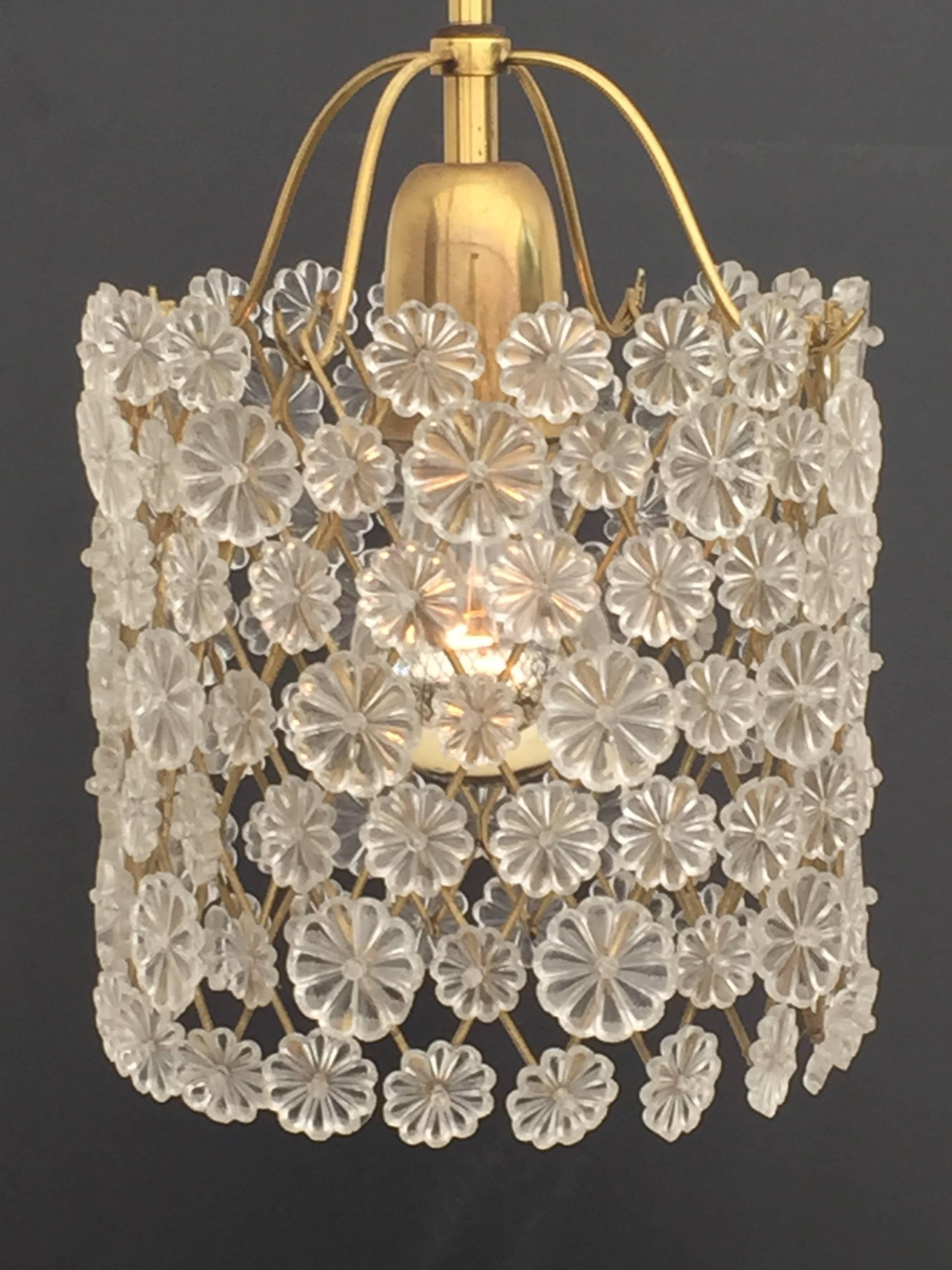 Petit floral glass lighting pendant attributed to Emil Stejnar.