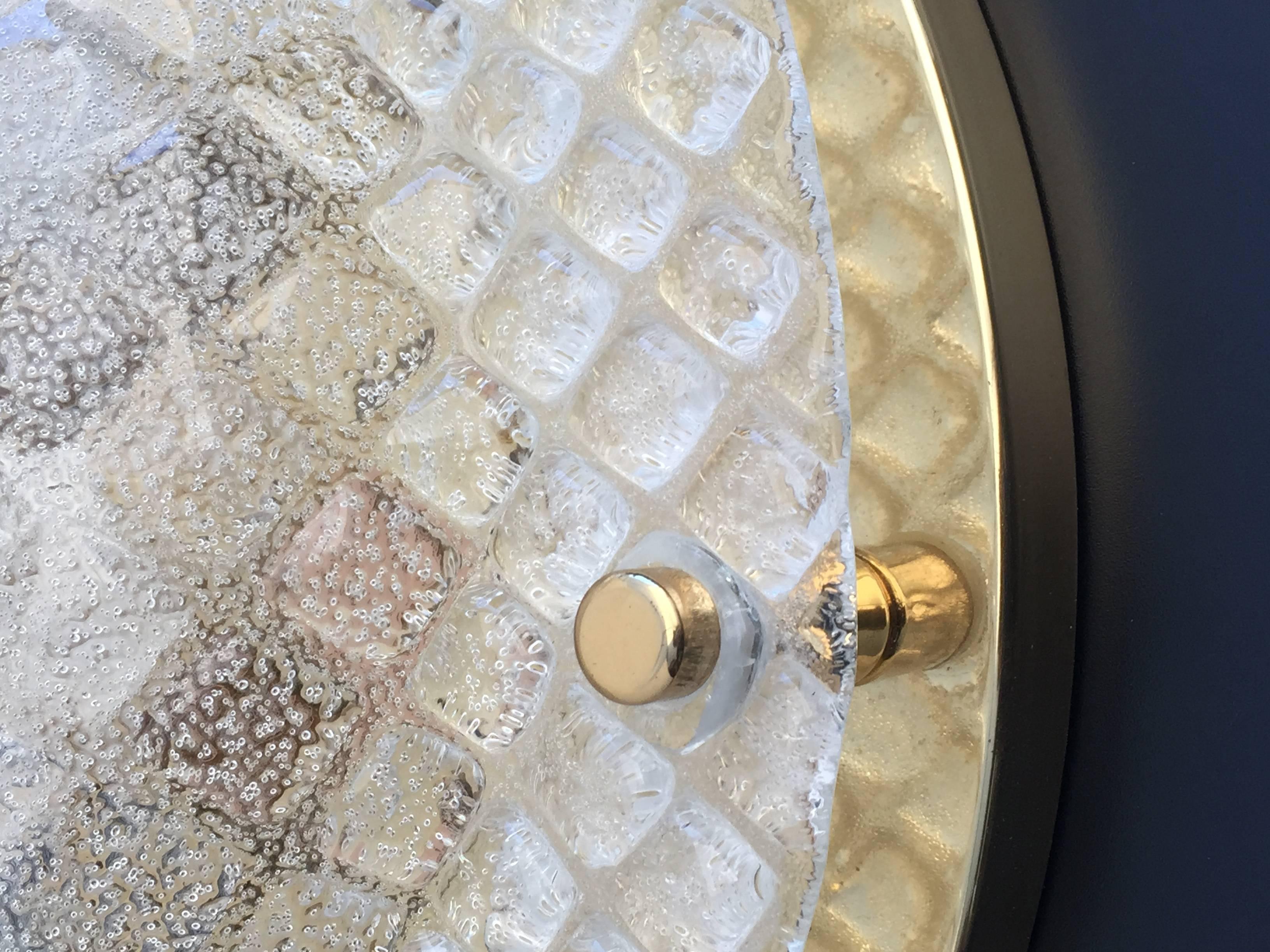 Polished Frosted and Textured Glass Flush Mount attr to Hillebrand