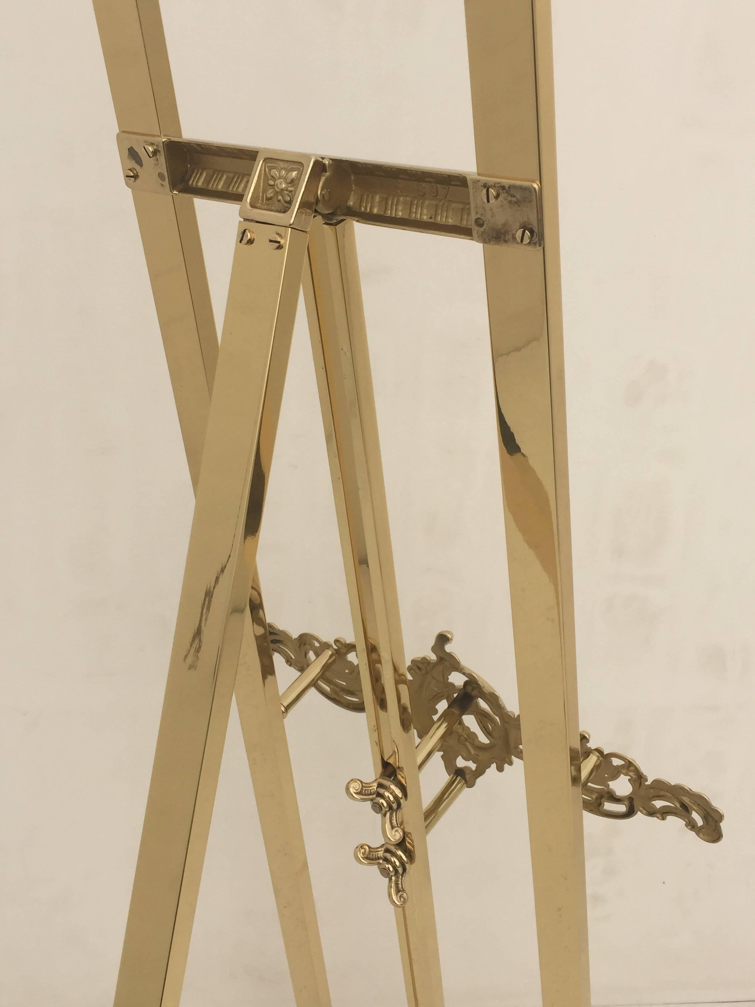 Mid-20th Century Polished Brass Floor Easel