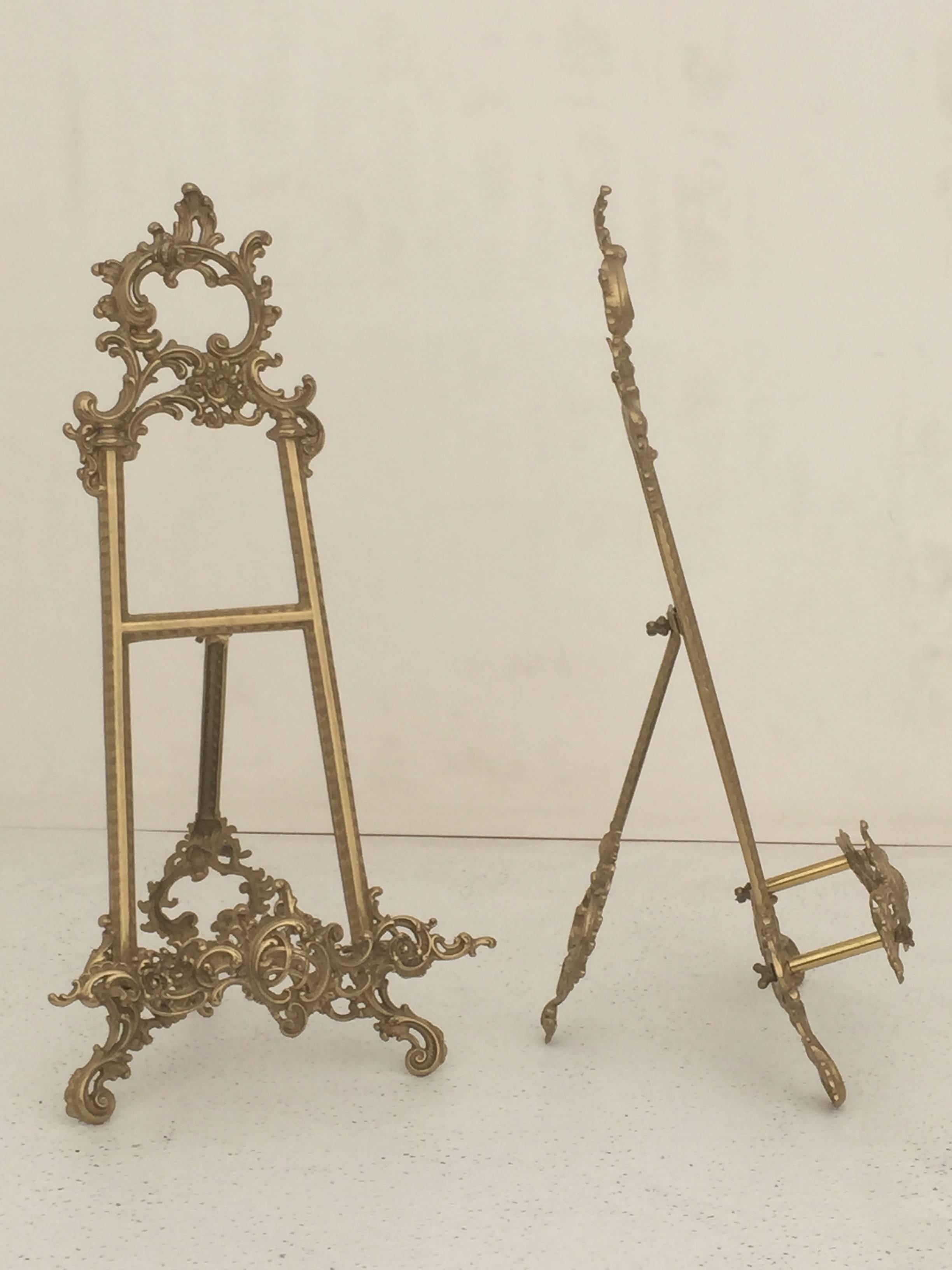 Pair of small brass decorative easels.