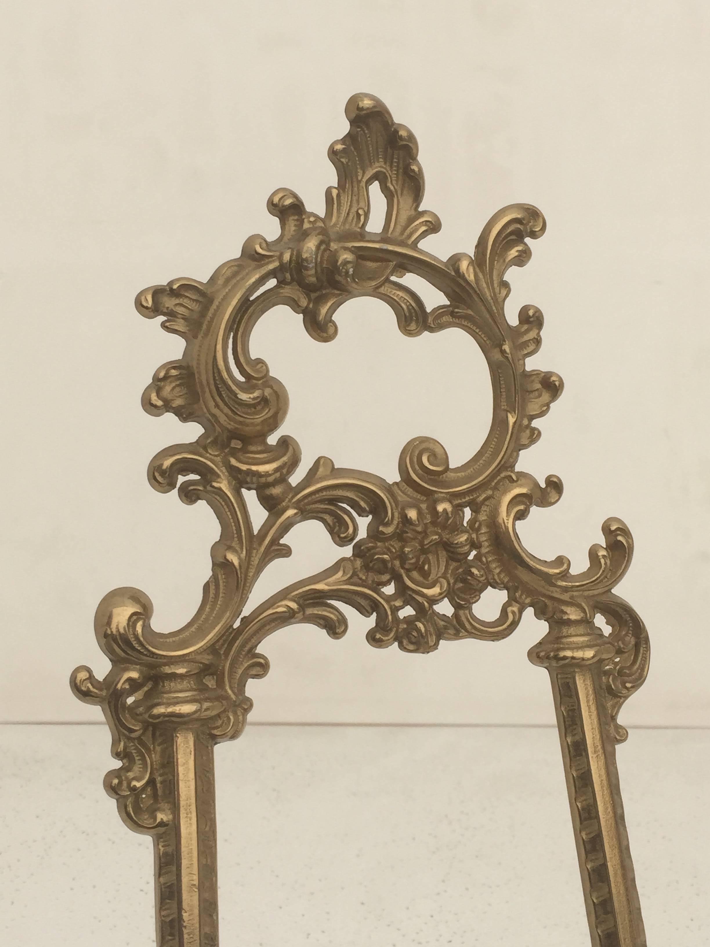 Hollywood Regency Pair of Small Brass Photo Easels