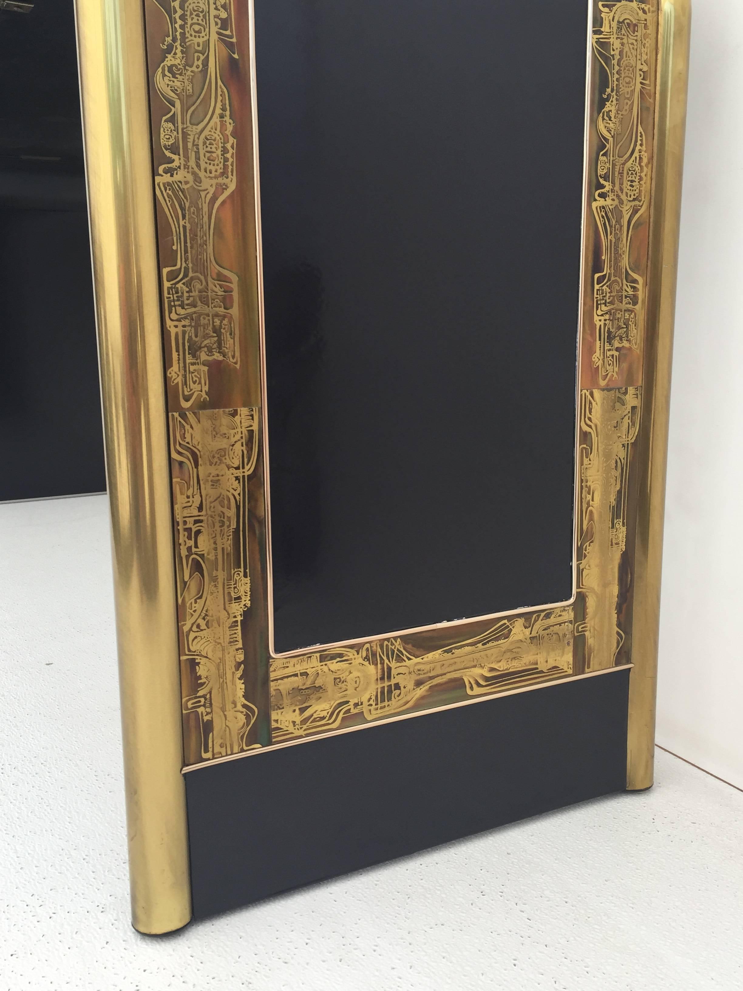 Bernhard Rohne Acid Etched Brass Console Table for Mastercraft at 1stDibs