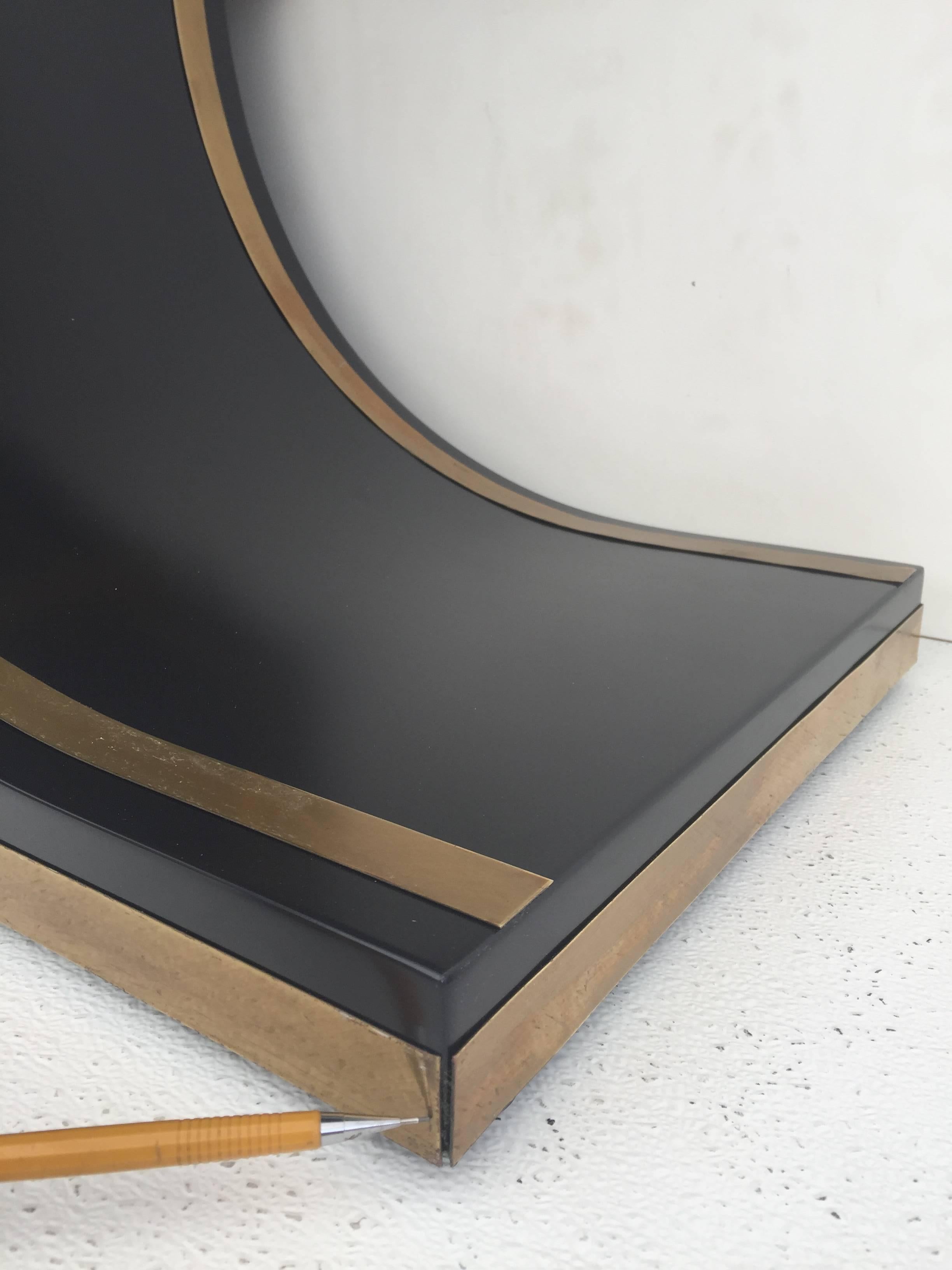 Brass and Black Lacquered Console Table by Mastercraft 3