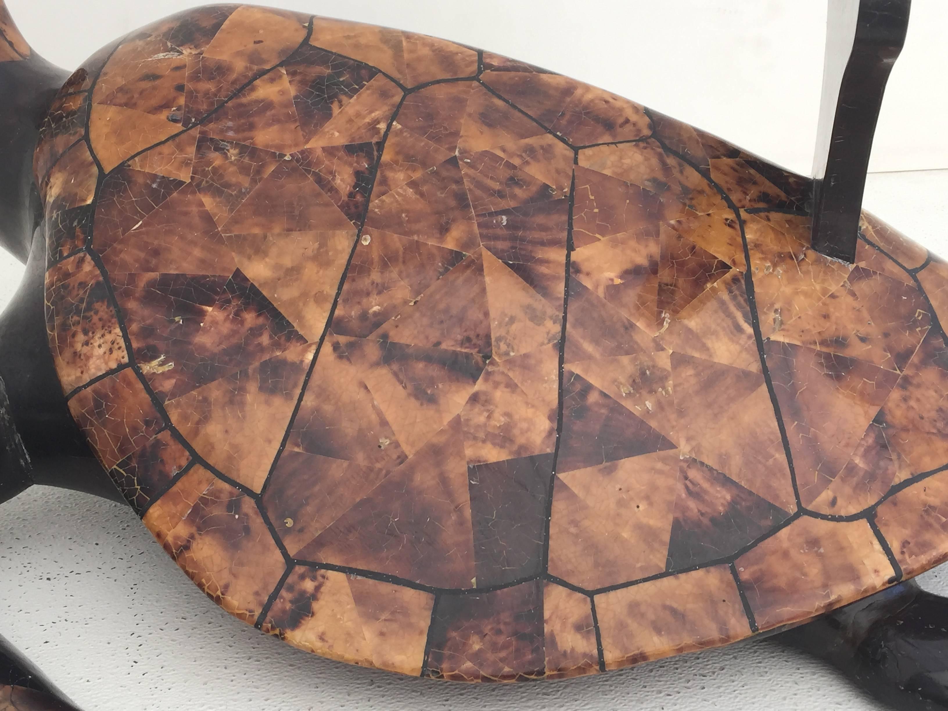 Tessellated Coconut Shell Turtle Coffee Table In Good Condition In North Hollywood, CA