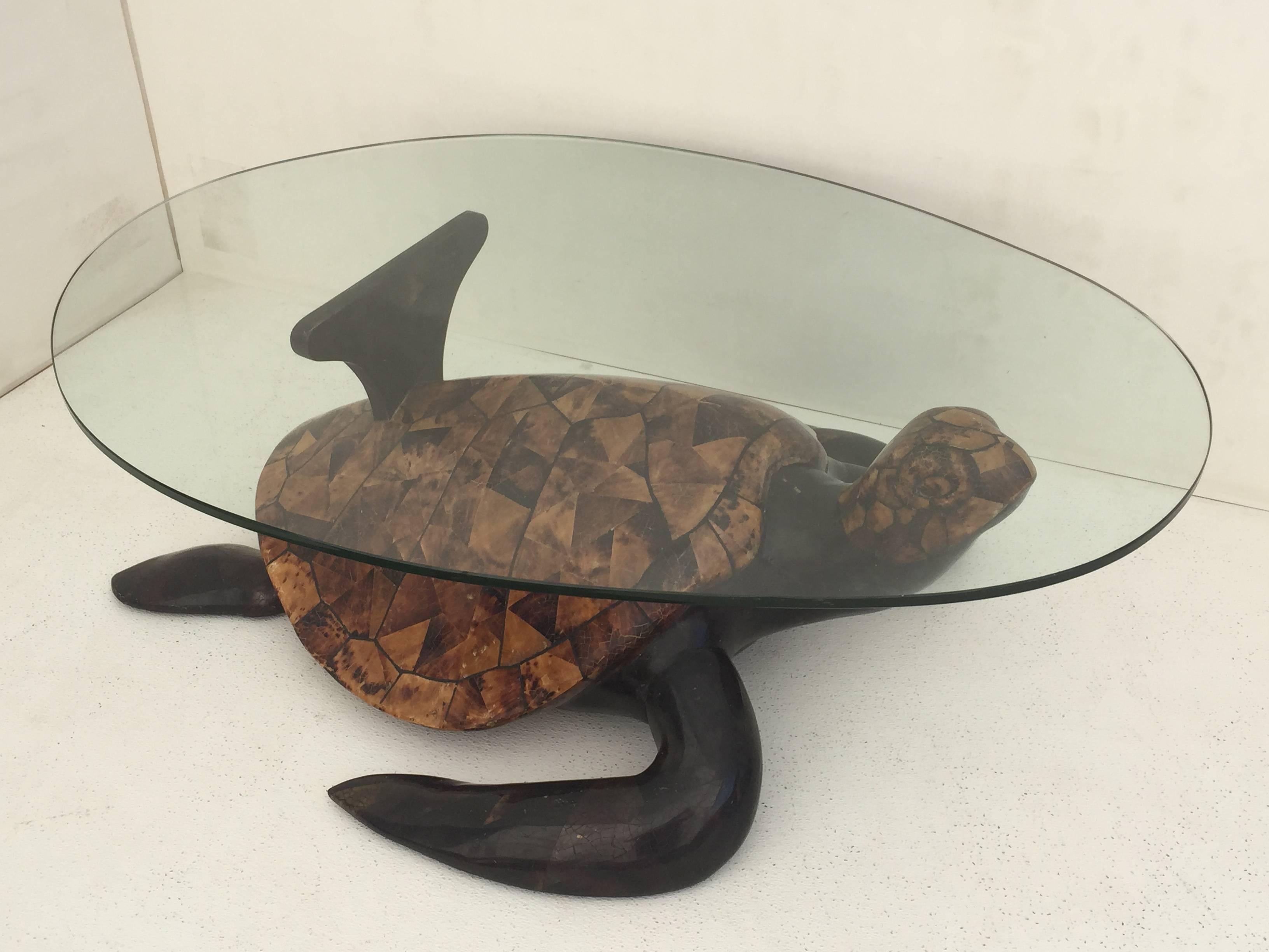 Late 20th Century Tessellated Coconut Shell Turtle Coffee Table