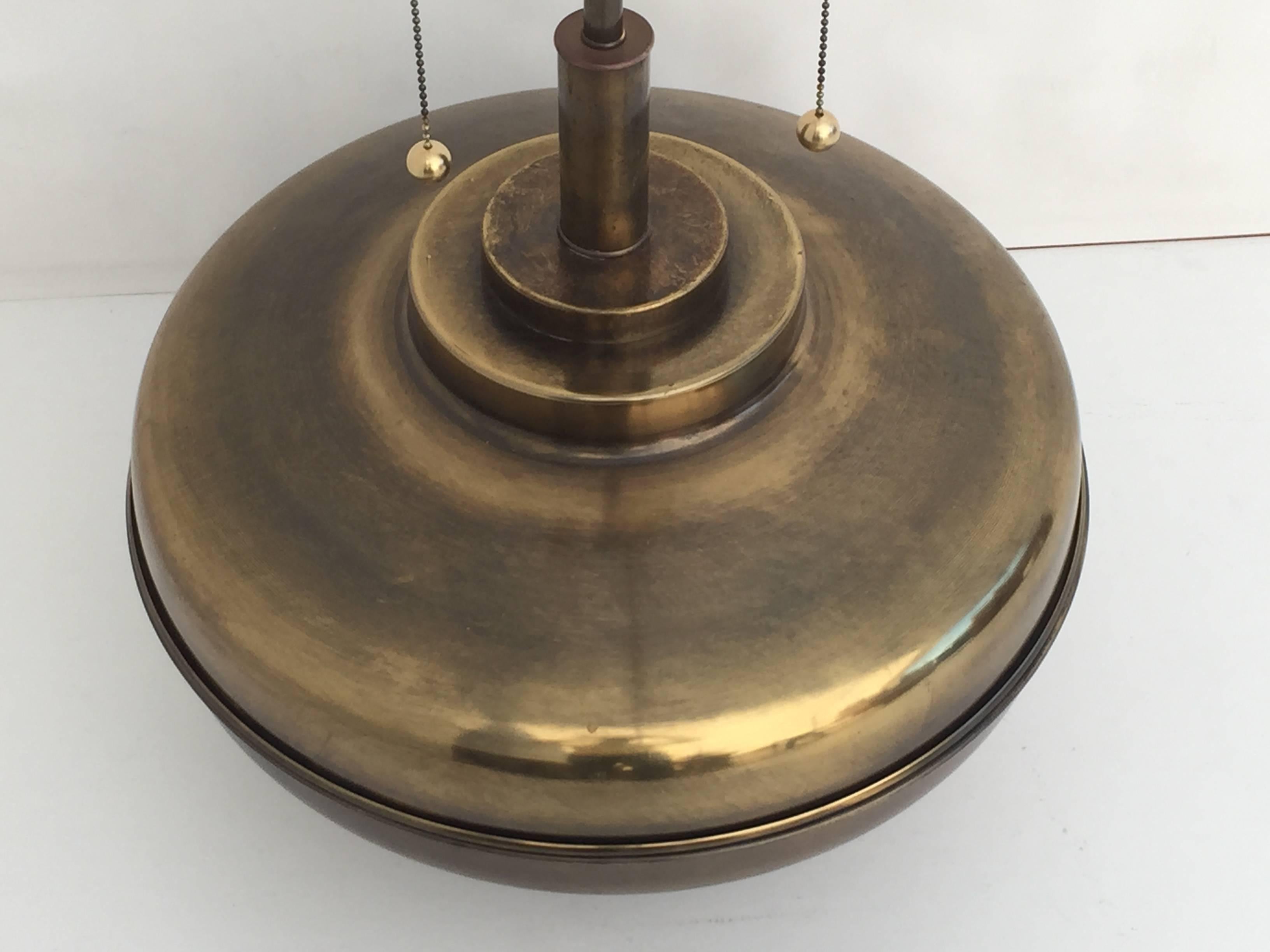 American Pair of Giant Brass Lamps in Antiqued Bronze Finish