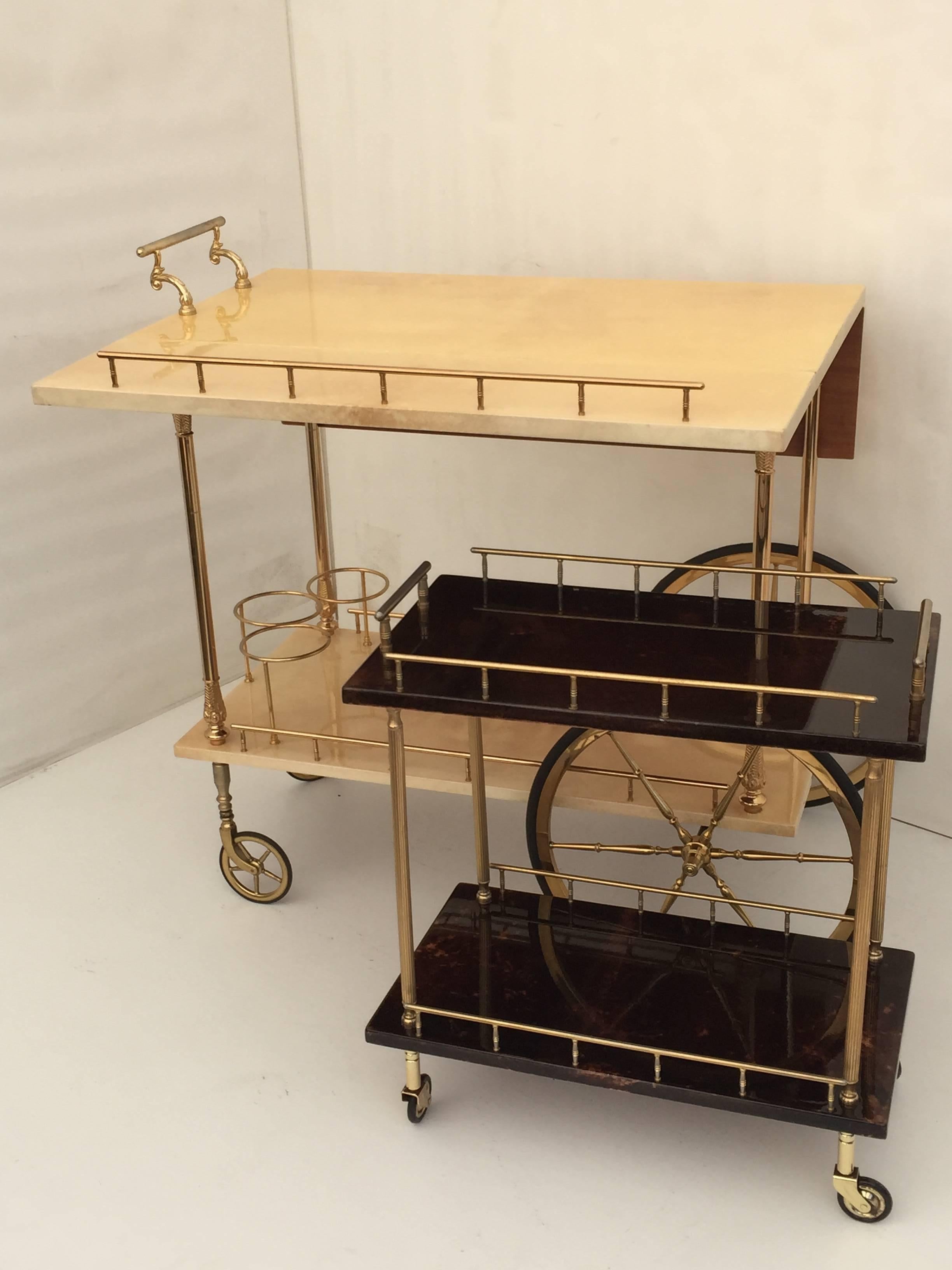 Petite Aldo Tura Parchment Bar Cart Trolley (Mitte des 20. Jahrhunderts)