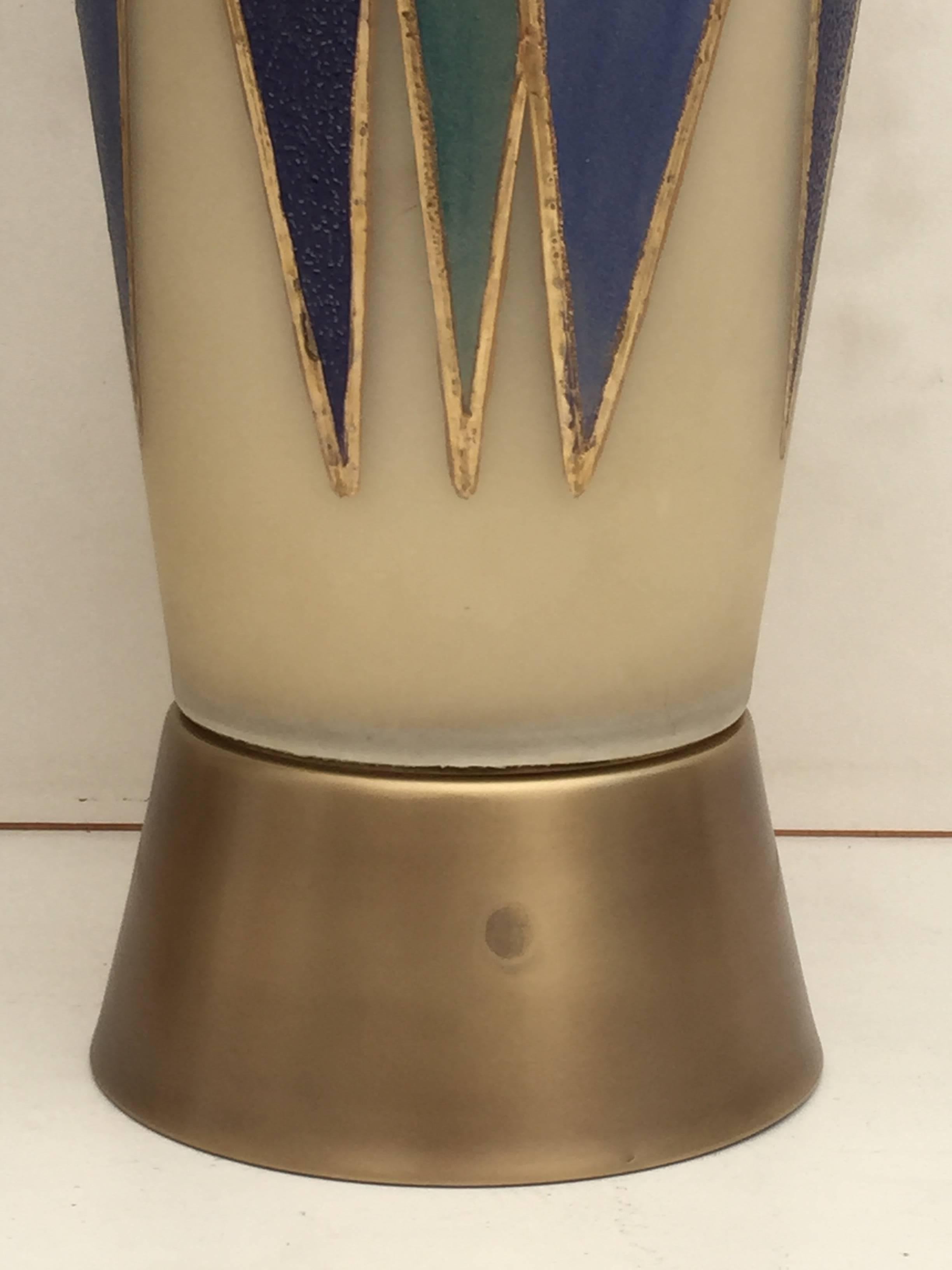 American Giant Opaline Glass Mid-Century Table or Floor Lamps with Abstract Design