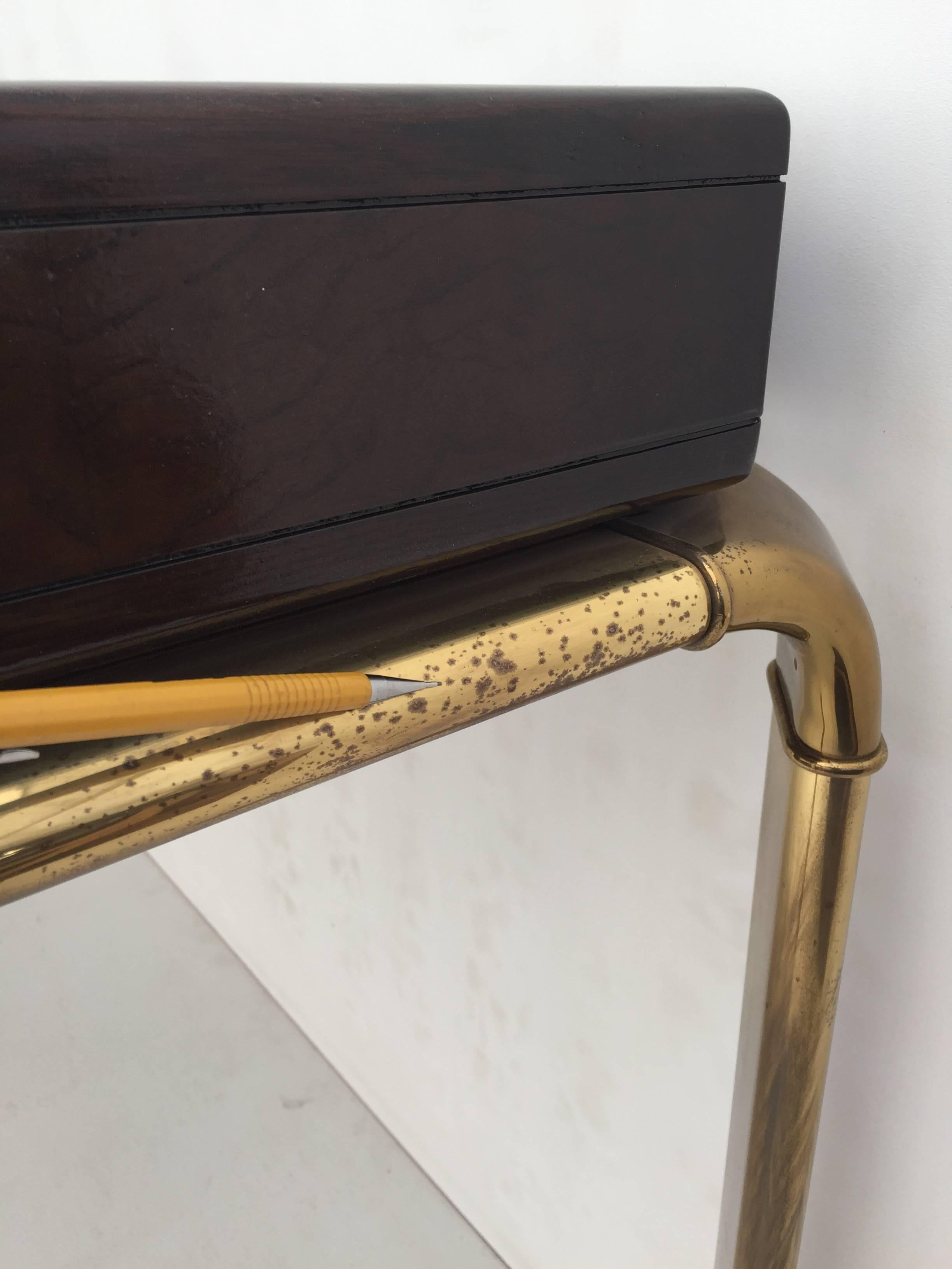Glamorous Brass and Burl Wood Desk by John Widdicomb 2