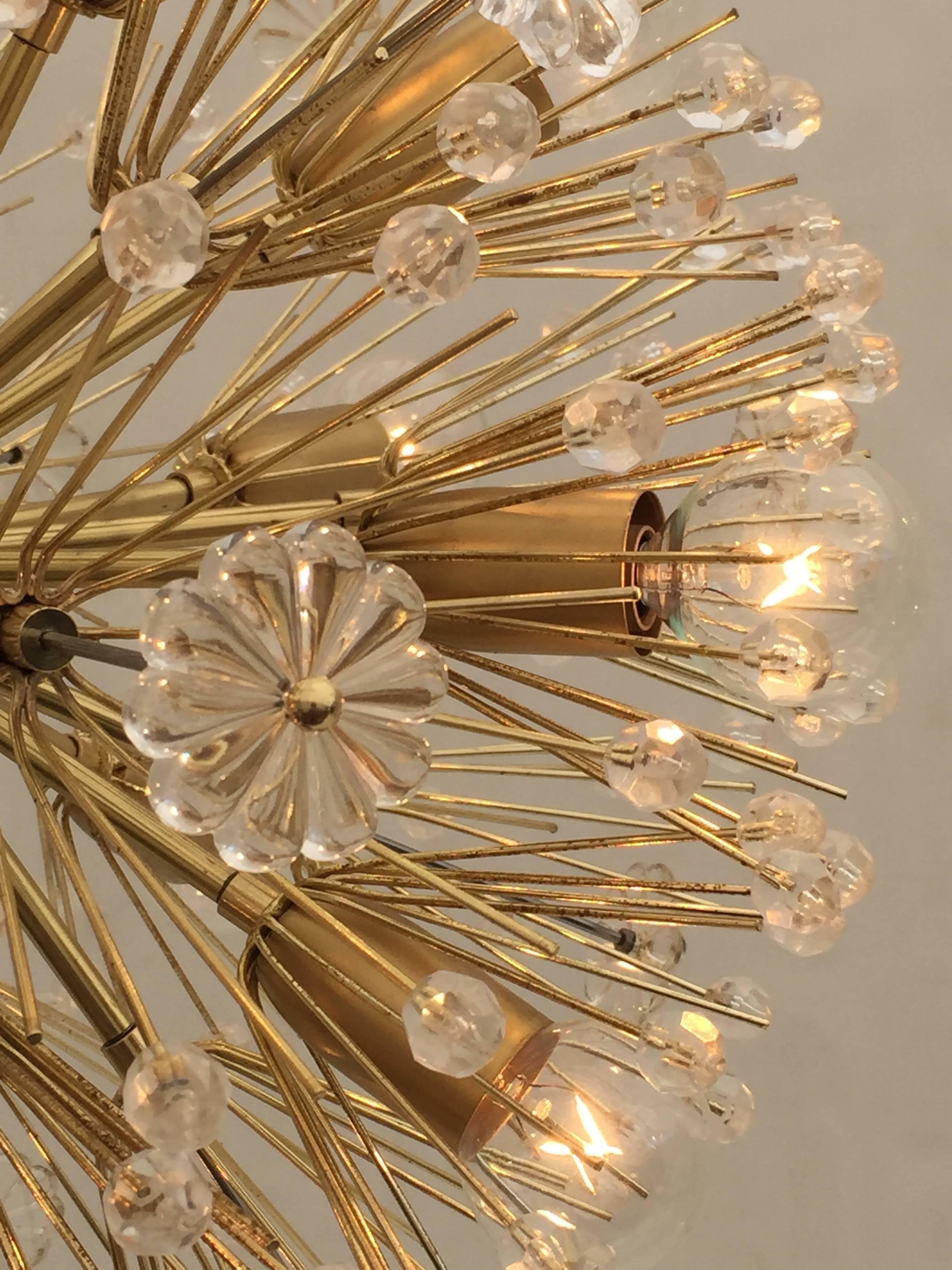 Emil Stejnar Brass Sputnik Blowball Chandelier for Nikoll Mfg In Excellent Condition In North Hollywood, CA