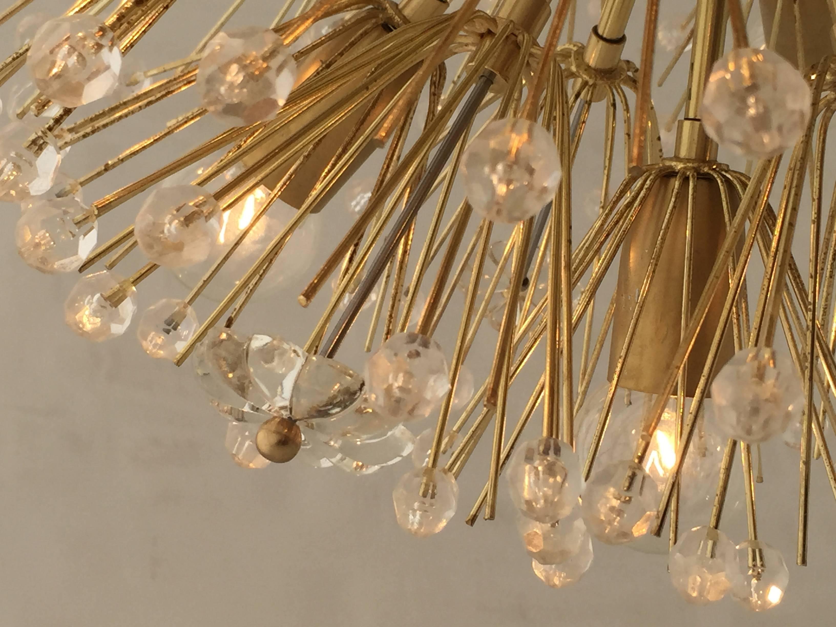 Emil Stejnar Brass Sputnik Blowball Chandelier for Nikoll Mfg 1