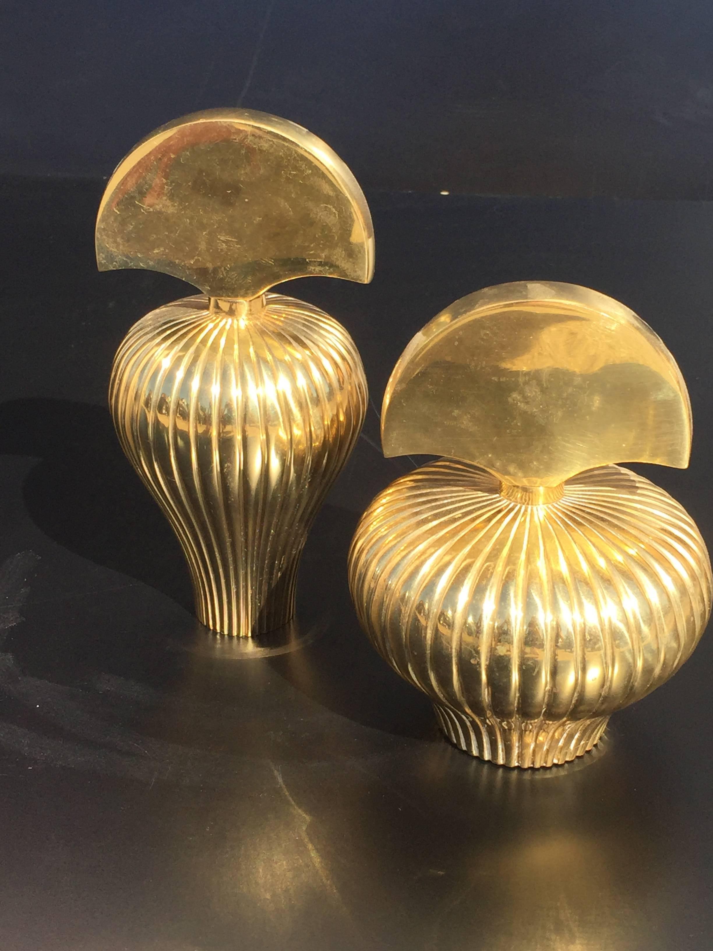 Unknown Pair of Brass Decorative Perfume Bottles