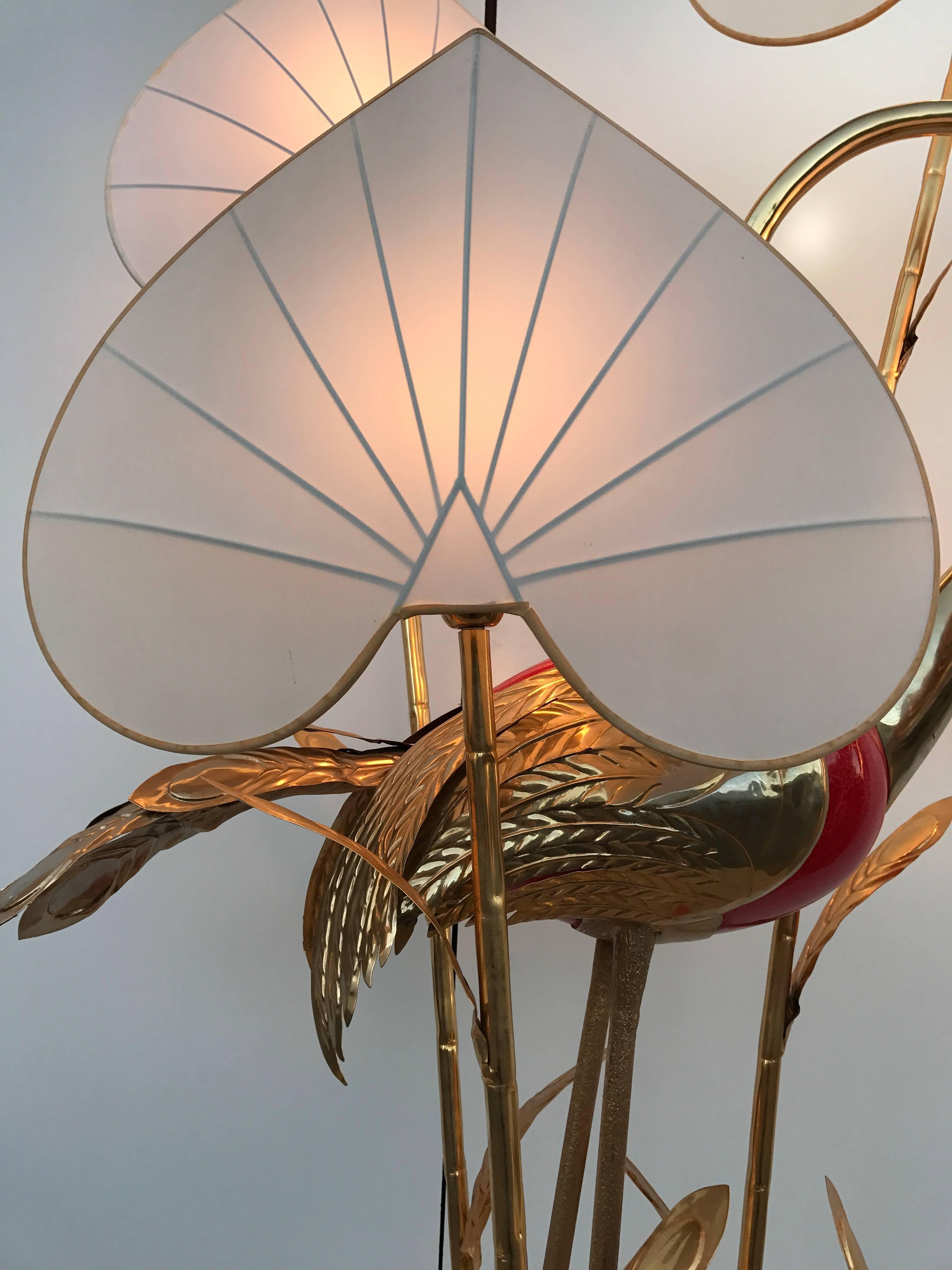 Monumental Gilt Brass Crane or Egret Floor Lamp by Antonio Pavia For Sale 3