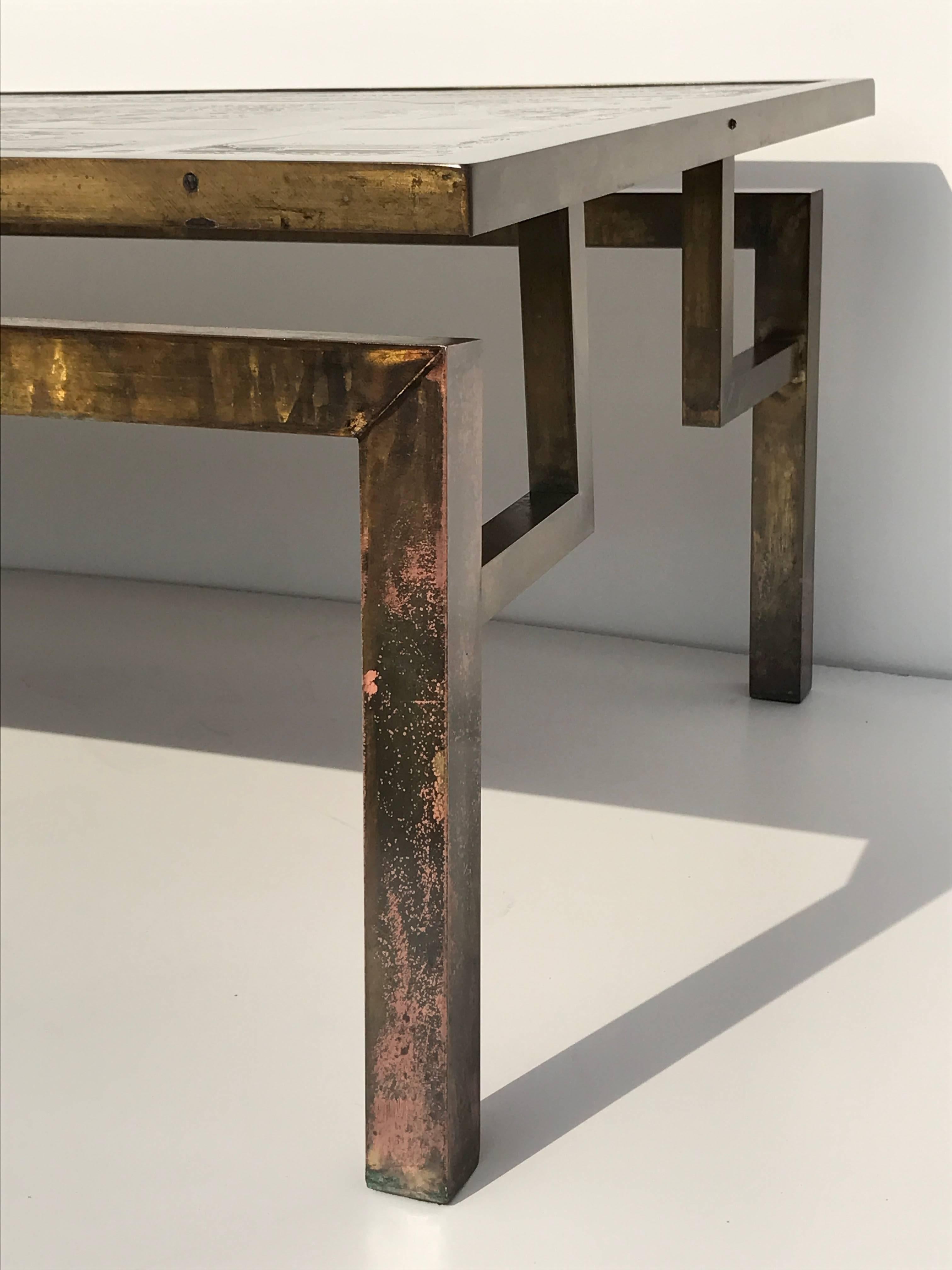 Patinated Massive Philip and Kelvin LaVerne Chin Ying Coffee Table