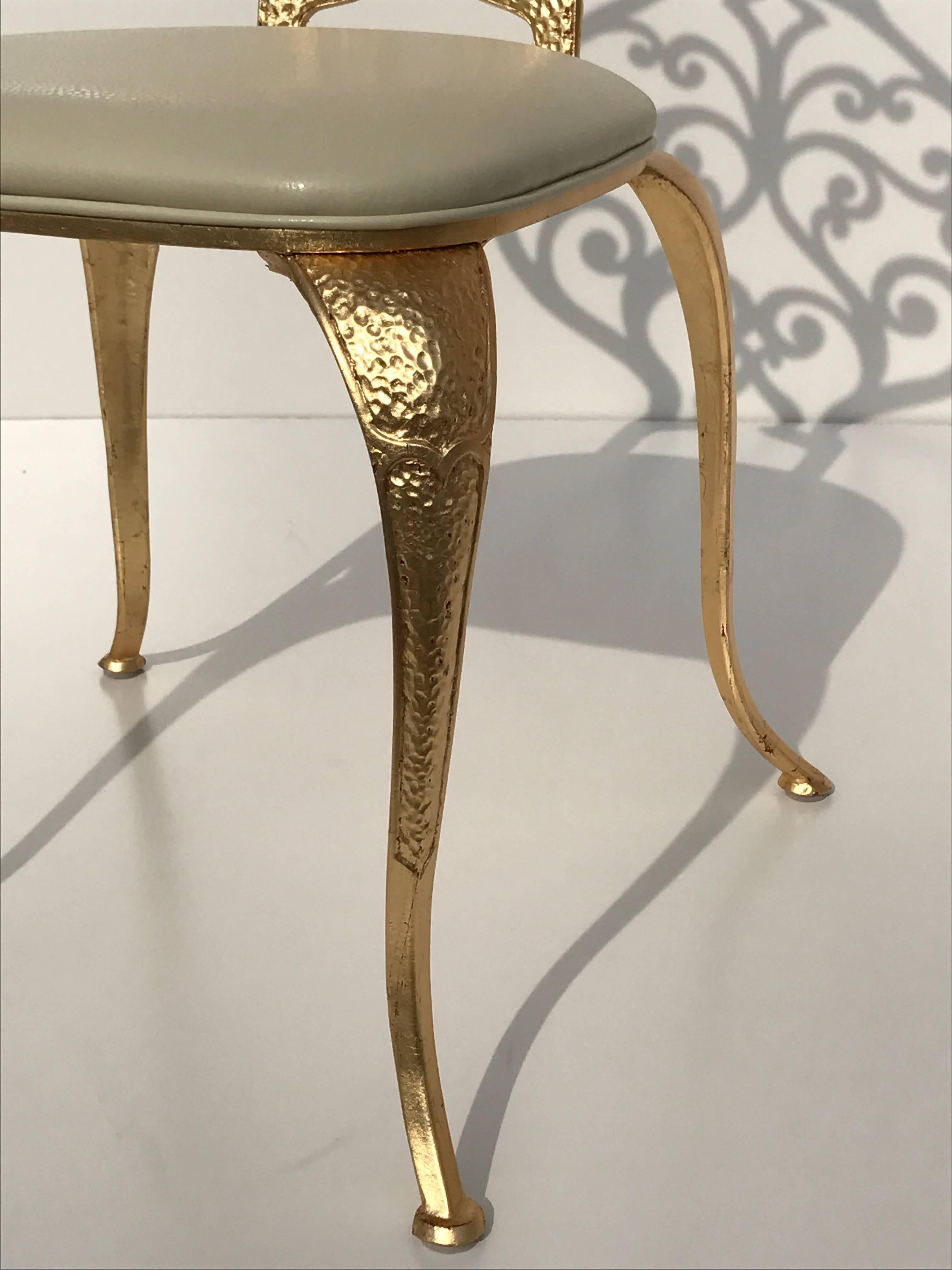 Gold Leafed Vanity Chairs by Thinline Mfg In Good Condition For Sale In North Hollywood, CA