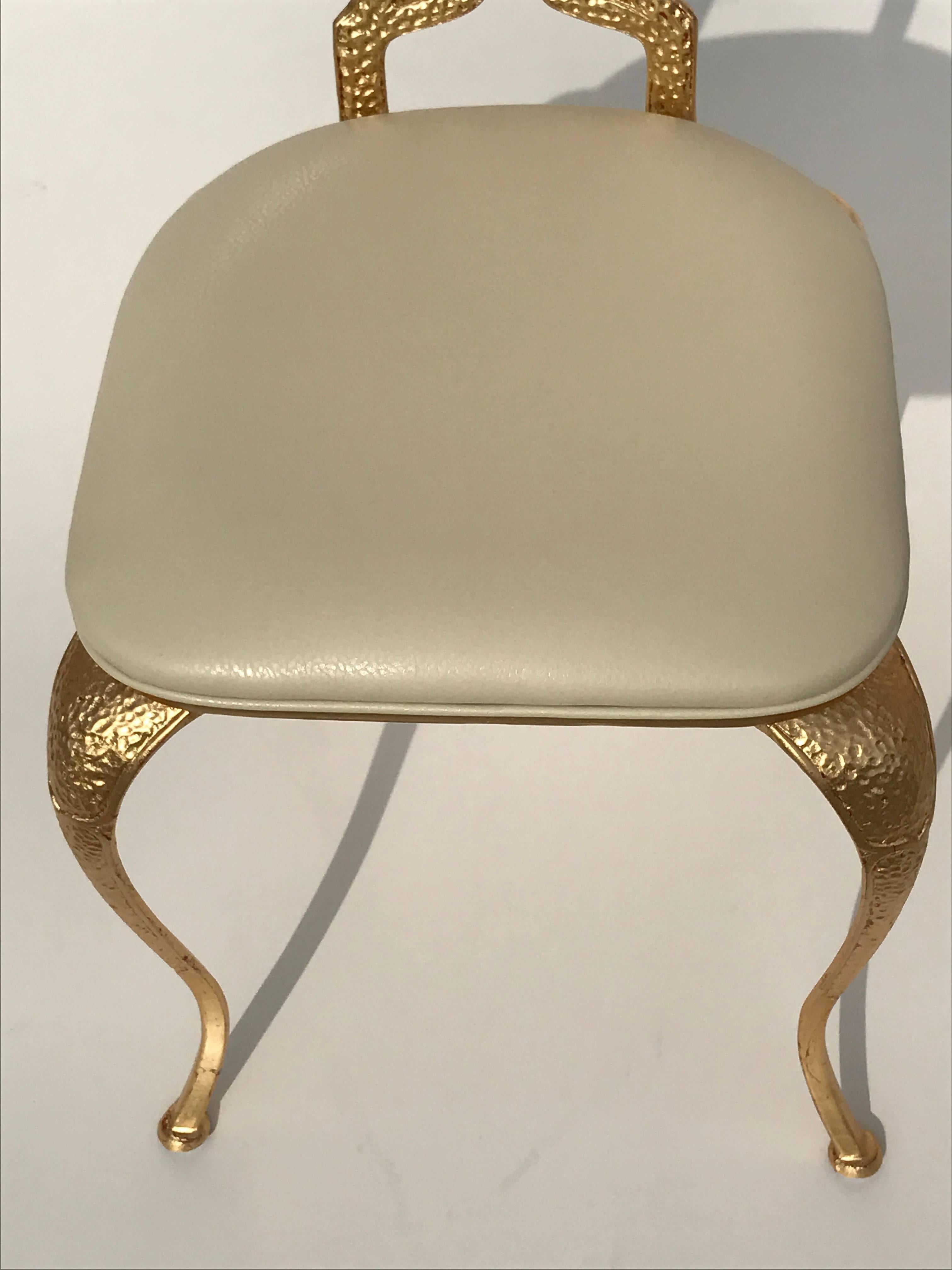 Mid-20th Century Gold Leafed Vanity Chairs by Thinline Mfg For Sale
