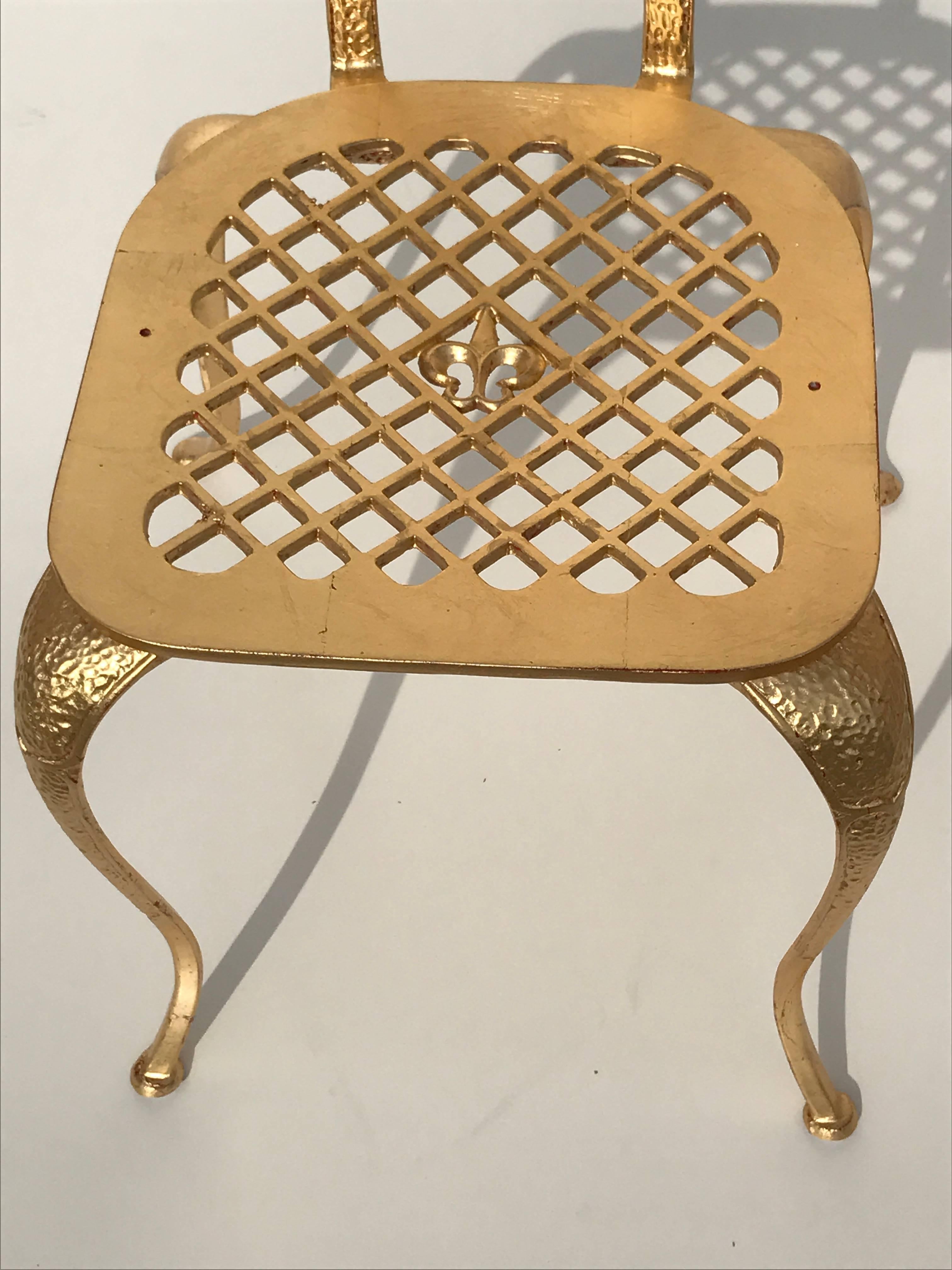 Aluminum Gold Leafed Vanity Chairs by Thinline Mfg For Sale
