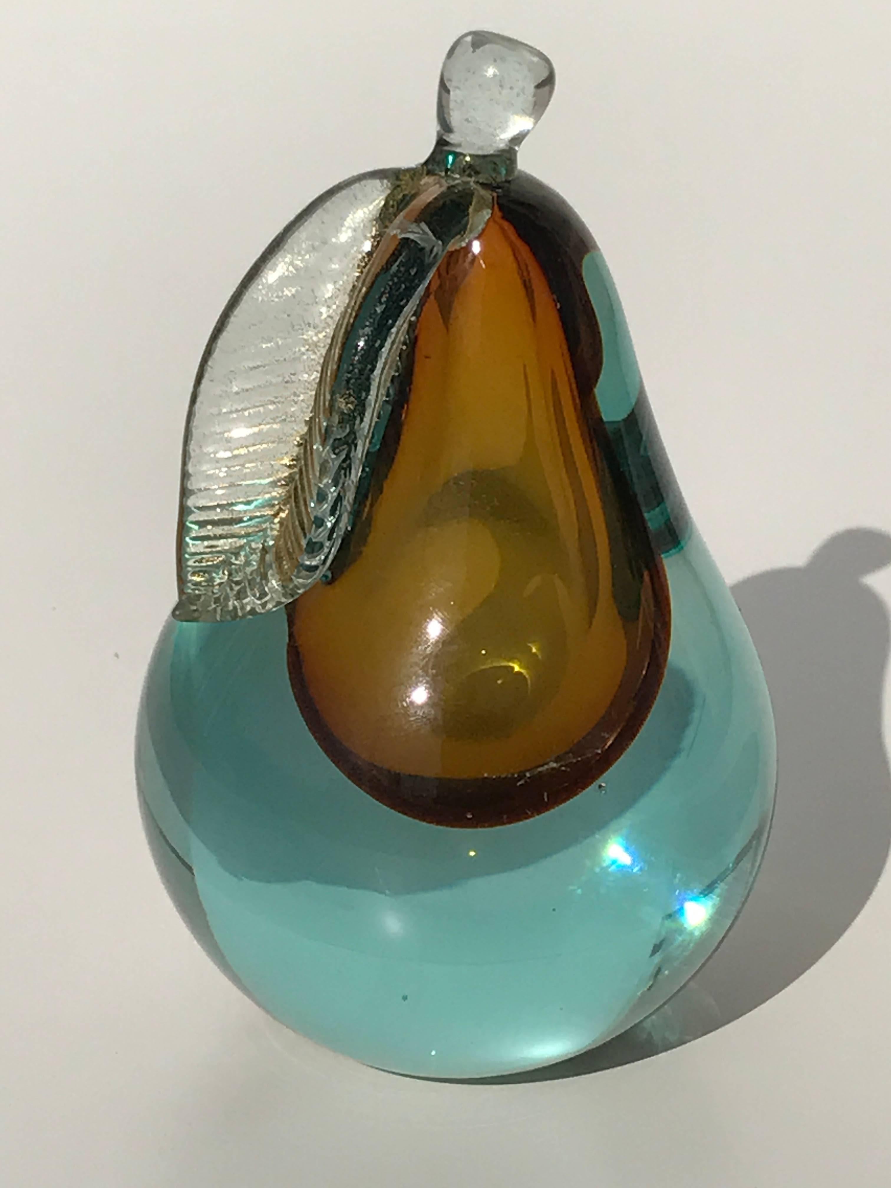 Italian Set of Murano Glass Apple and Pear Bookends