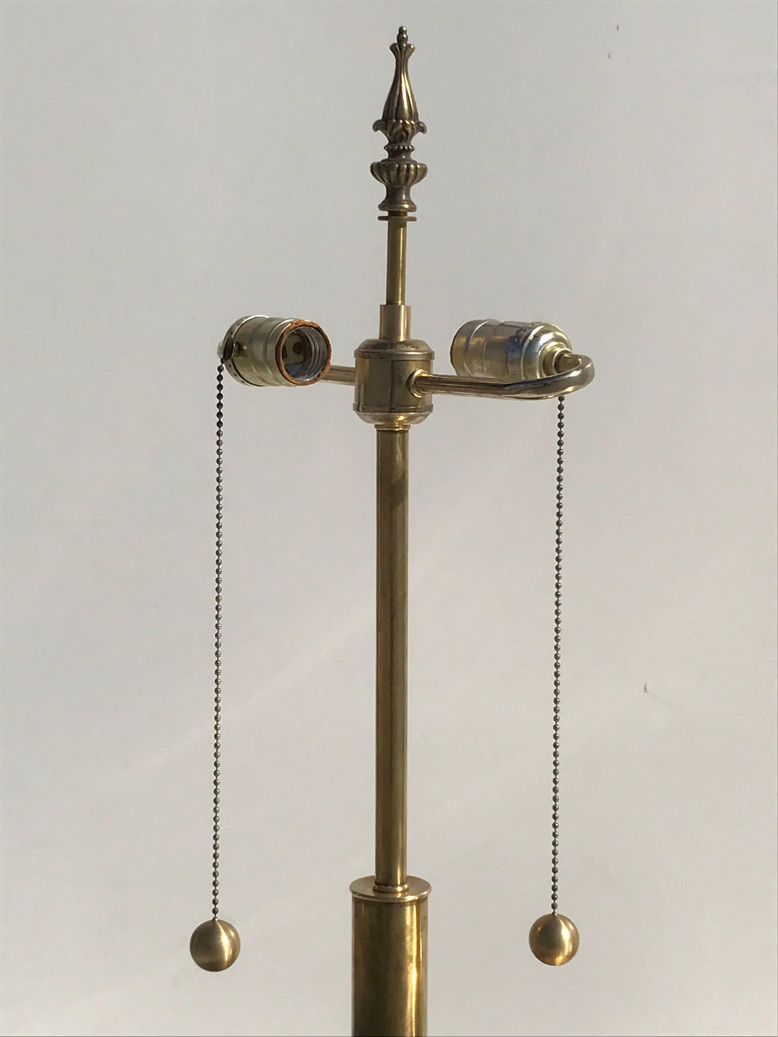 American Pair of Giant Patinated Brass Lamps