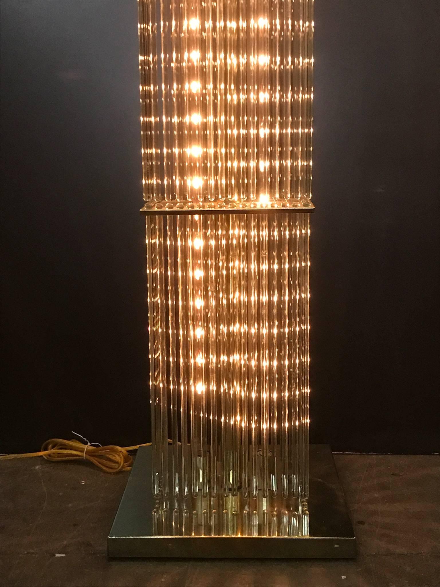 Hollywood Regency Sciolari Glass Rod Floor Lamp for Lightolier