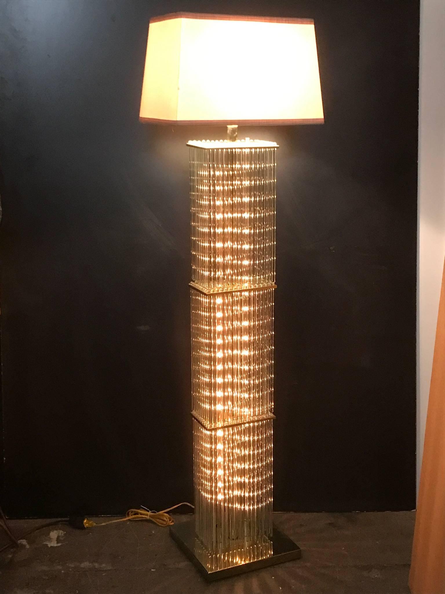 American Sciolari Glass Rod Floor Lamp for Lightolier