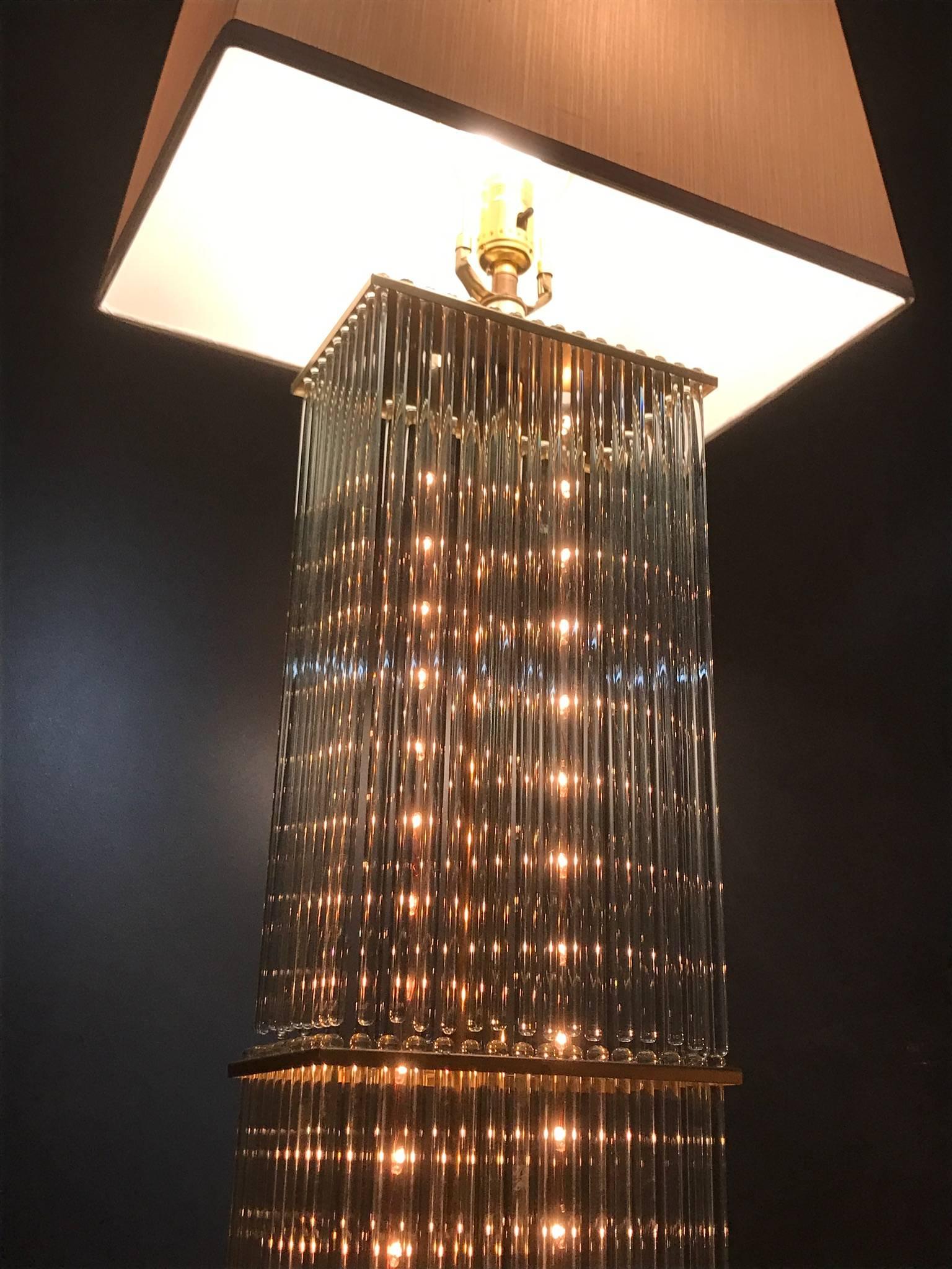 Brass Sciolari Glass Rod Floor Lamp for Lightolier