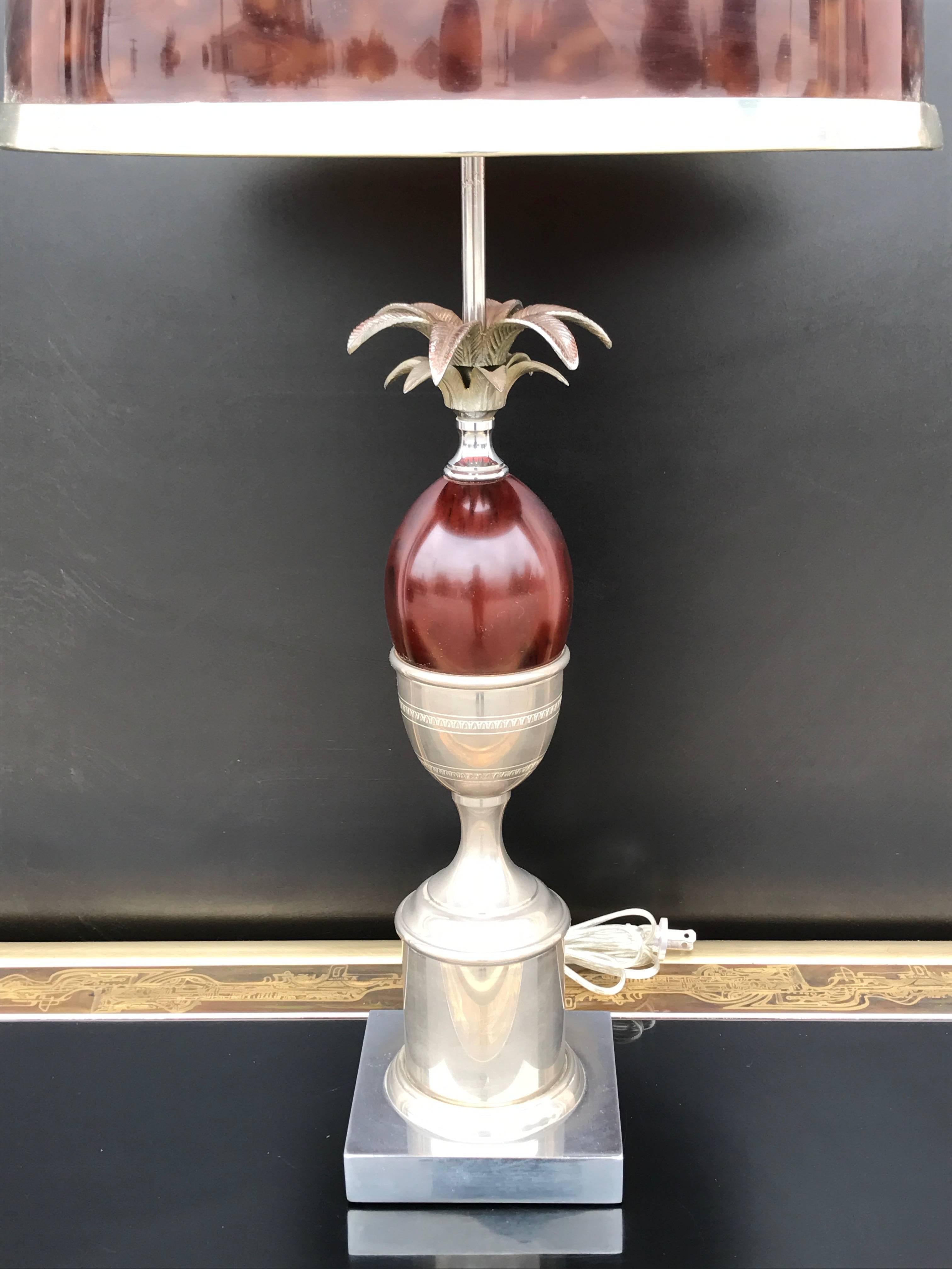 Ananas-Lampe im Stil von Maison Charles aus Schildpattimitat.