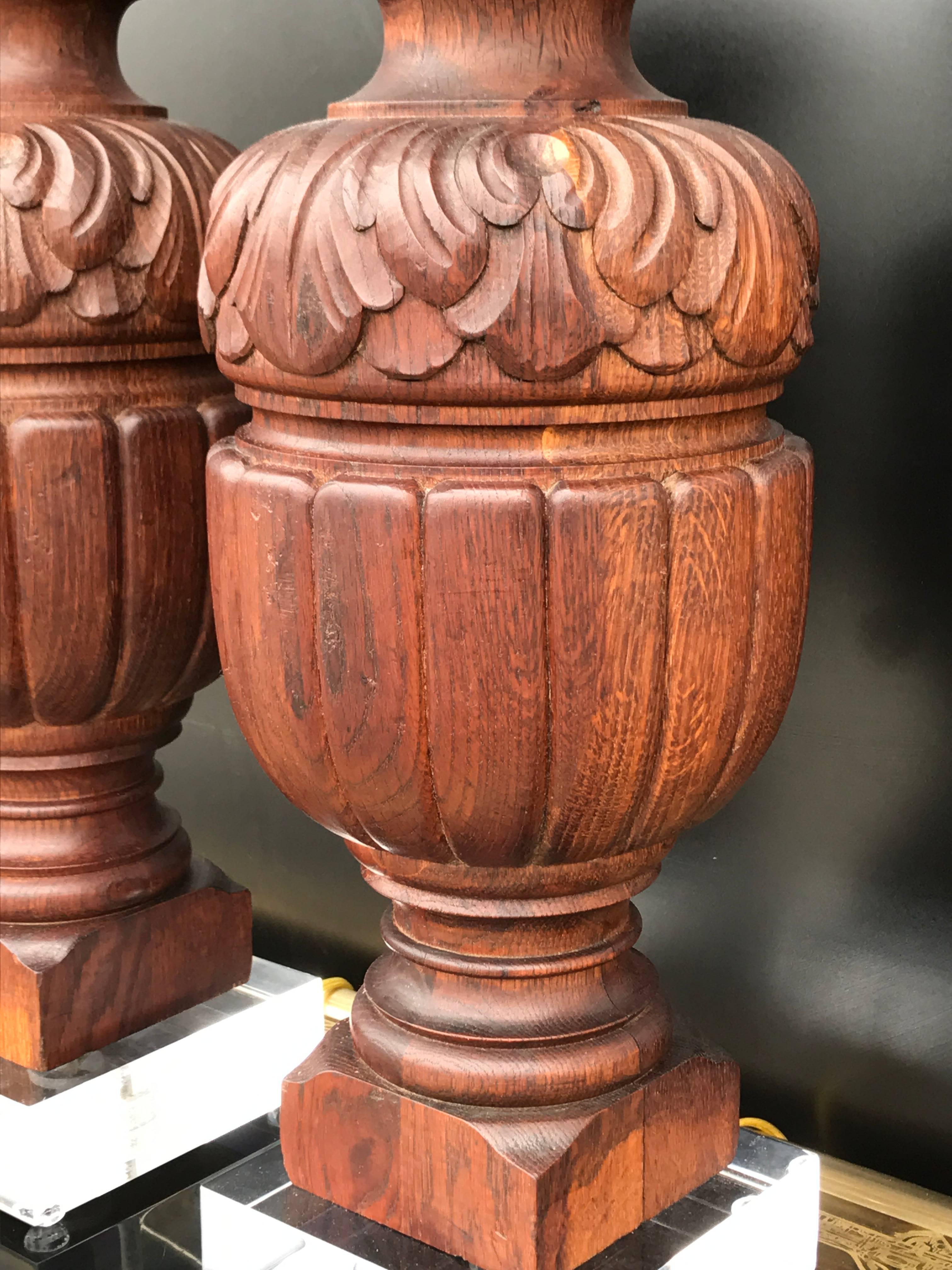 American Pair of Architectural Baluster Fragments Mounted as Lamps For Sale