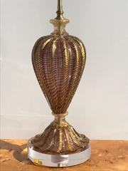 Barovier Murano Purple and Gold Glass Lamp